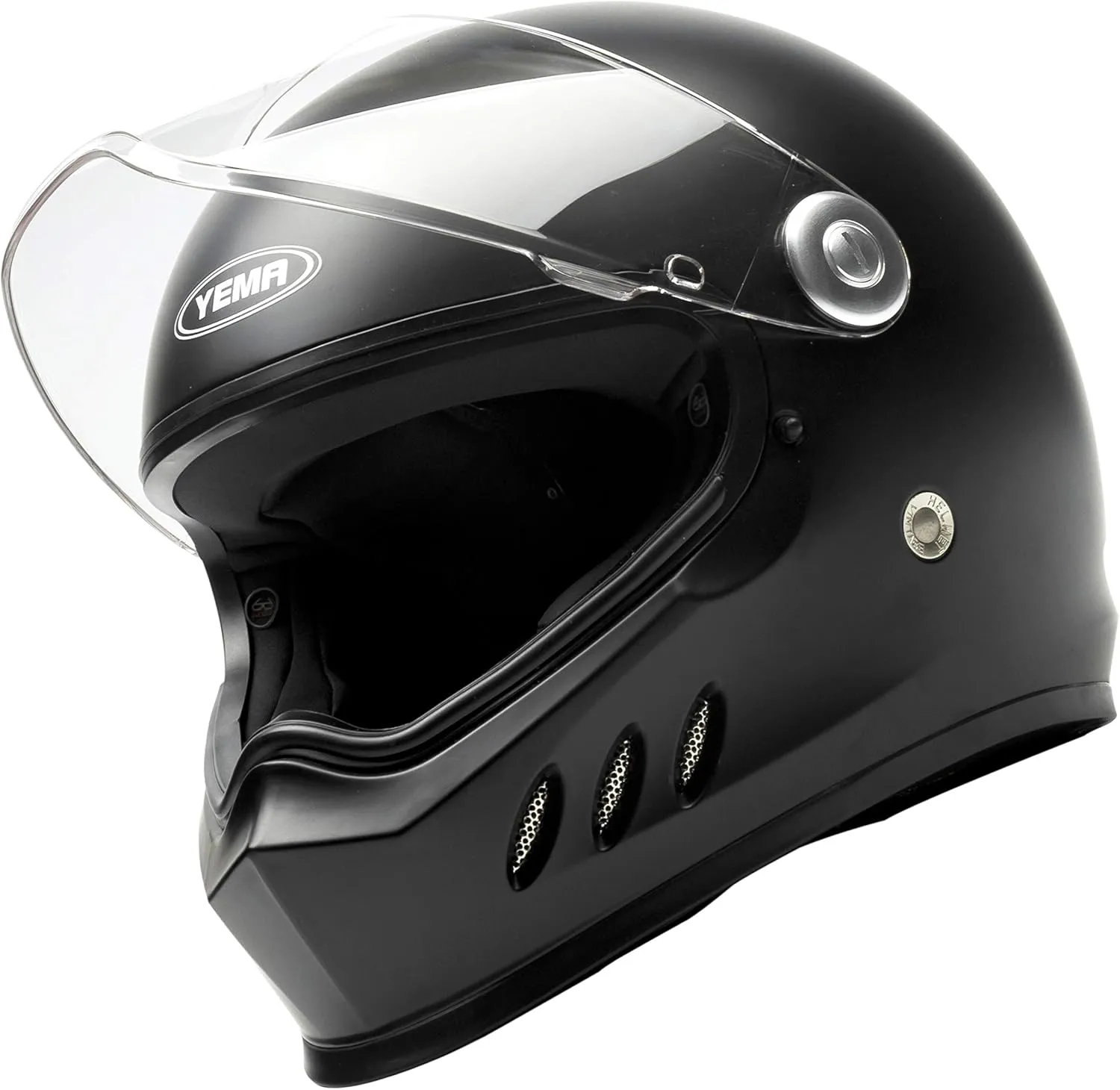 Motorcycle Full Face Helmet DOT and ECE Approved - YEMA Helmet YM-833 Motorbike Moped Street Bike Racing Crash Helmet with Clear Visor for Adult, Men and Women - Matte Black, L