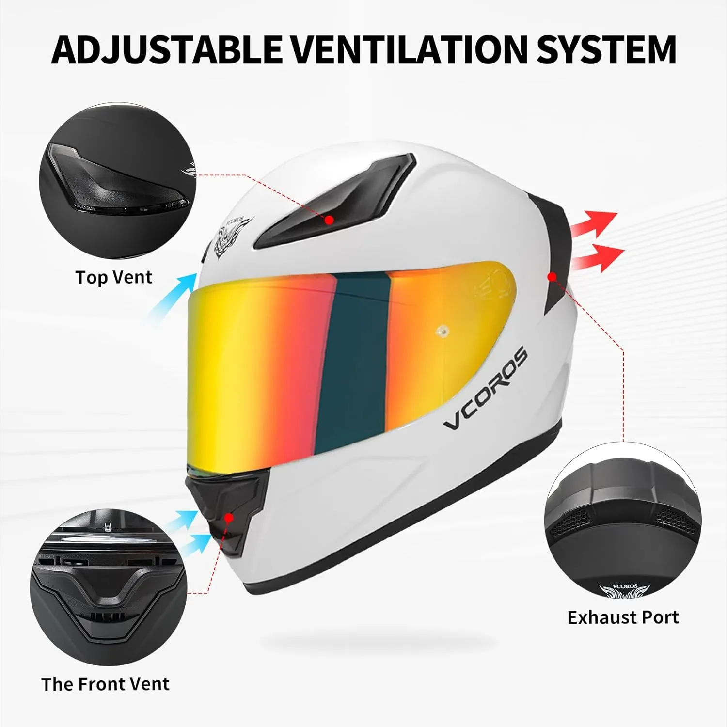 Motorcycle Full Face Helmet for Unisex-Adults DOT Approved WS-609 Motorbike Street Bike Racing Helmets