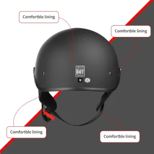 Motorcycle Half Face Helmet DOT Approved Adult Men Women Retro Open Face Helmet with Drop-Down Sunshield ANG Double D Buckle for Bicycle Cruiser Scooter