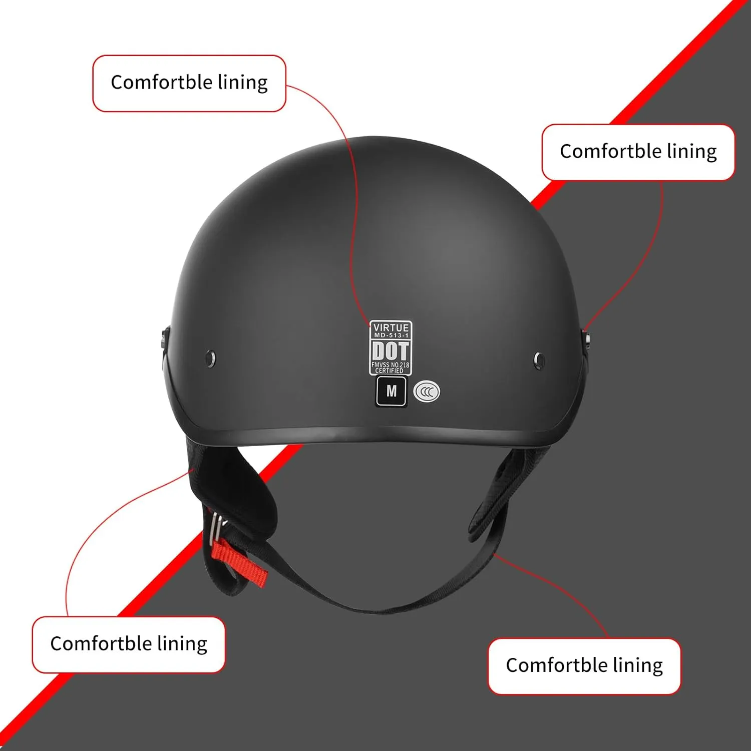 Motorcycle Half Face Helmet DOT Approved Adult Men Women Retro Open Face Helmet with Drop-Down Sunshield ANG Double D Buckle for Bicycle Cruiser Scooter