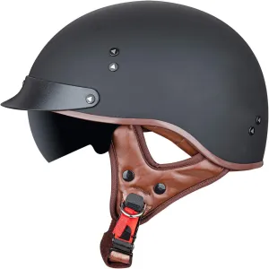 Motorcycle Half Face Helmet Sun Visor Quick Release Buckle DOT Approved for Men Women (Matte Black, M)