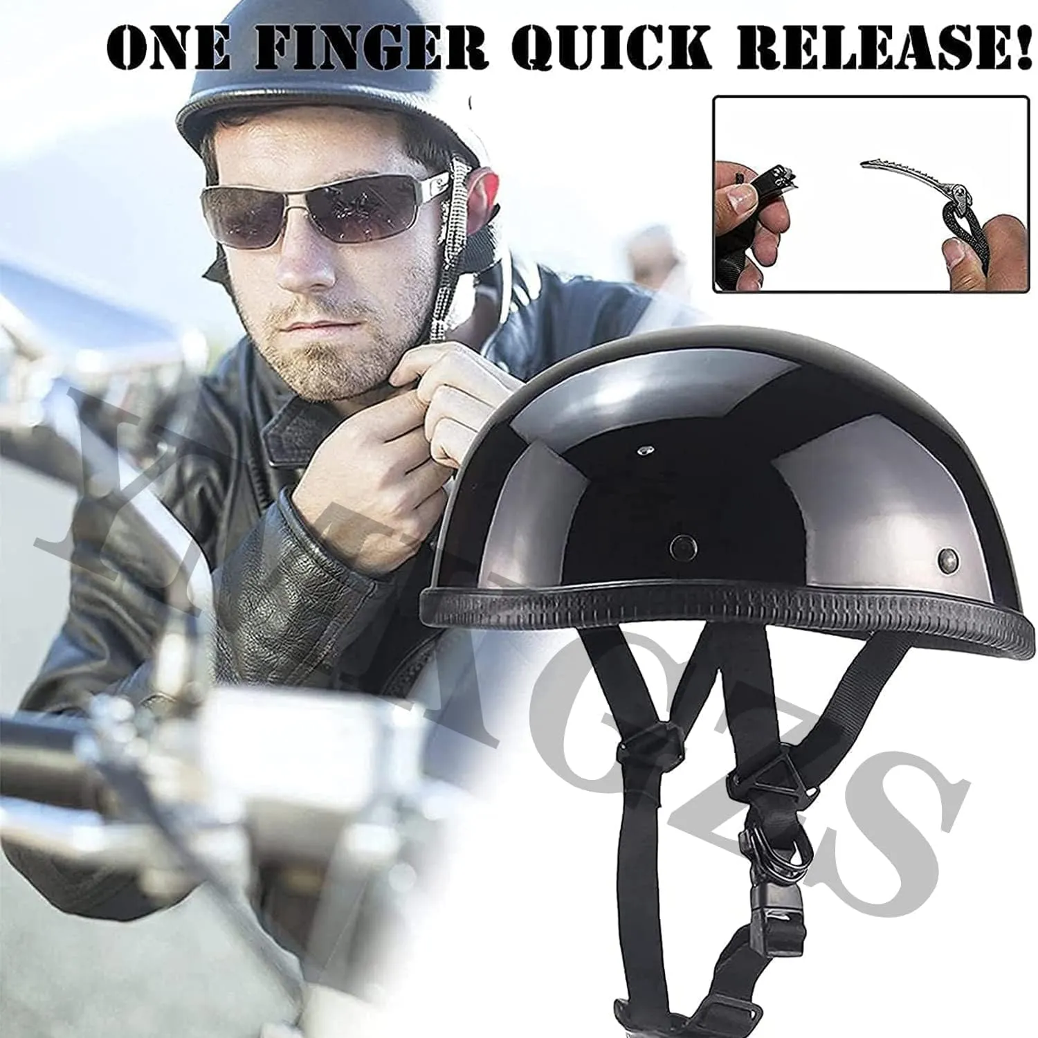 Motorcycle Half Helmet, DOT Approved Adult Men Women Retro Open Face Bike-Helmets, Bicycle/Skateboard Helmet for Adults, Bike, Skate, Scooter, Longboard Half Shell Helmet