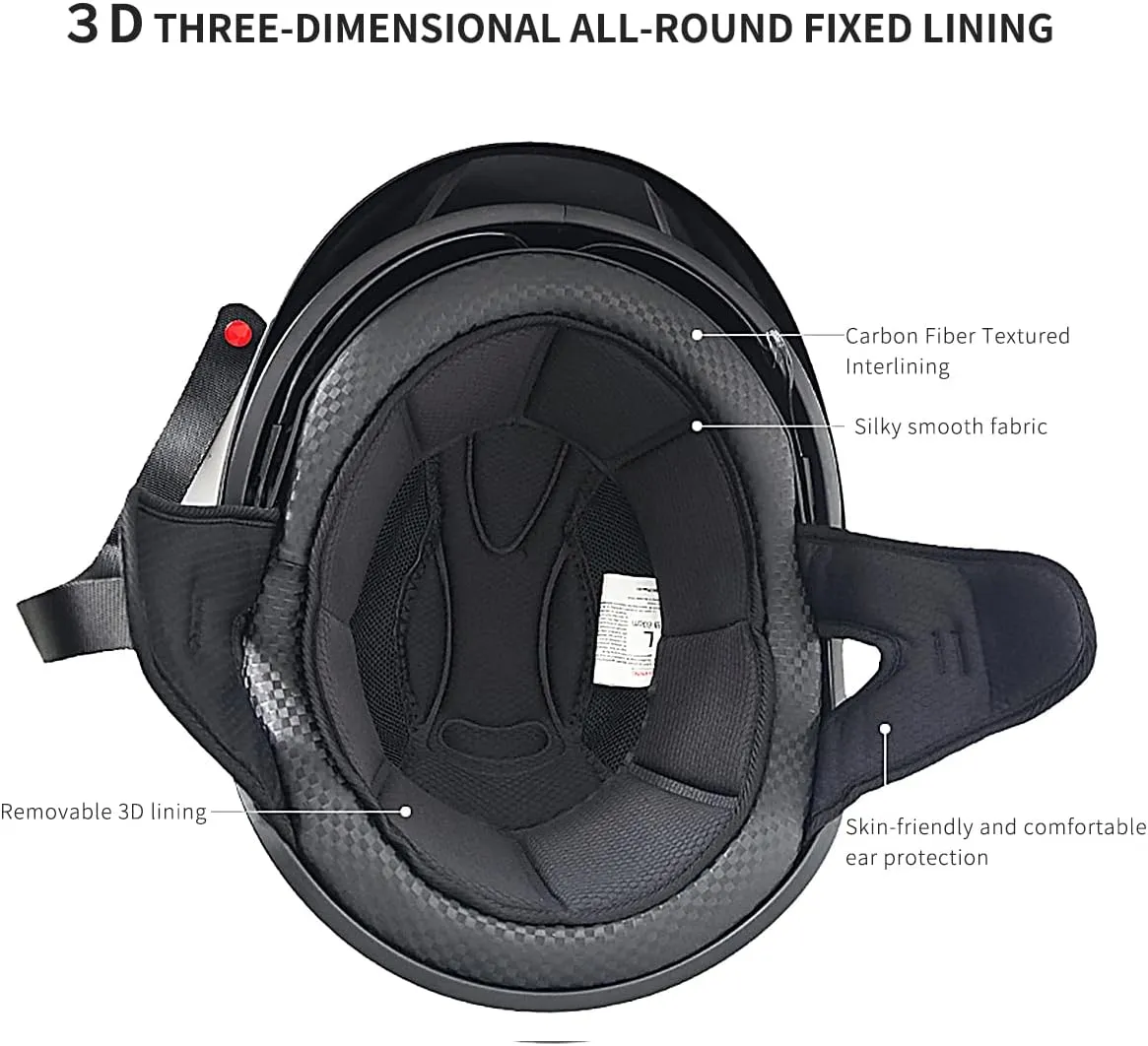 Motorcycle Half Helmet with Sun Visor Motorcycle Helmets for Men Women Helmet for Adult Scooter ATV Cruiser DOT Approved