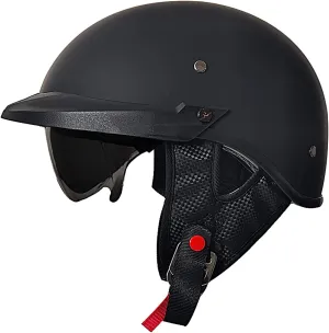 Motorcycle Half Helmet with Sun Visor Motorcycle Helmets for Men Women Helmet for Adult Scooter ATV Cruiser DOT Approved