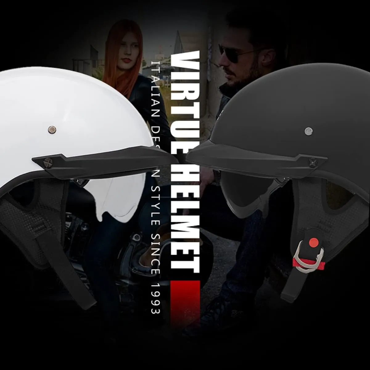 Motorcycle Half Helmet with Sun Visor Motorcycle Helmets for Men Women Helmet for Adult Scooter ATV Cruiser DOT Approved