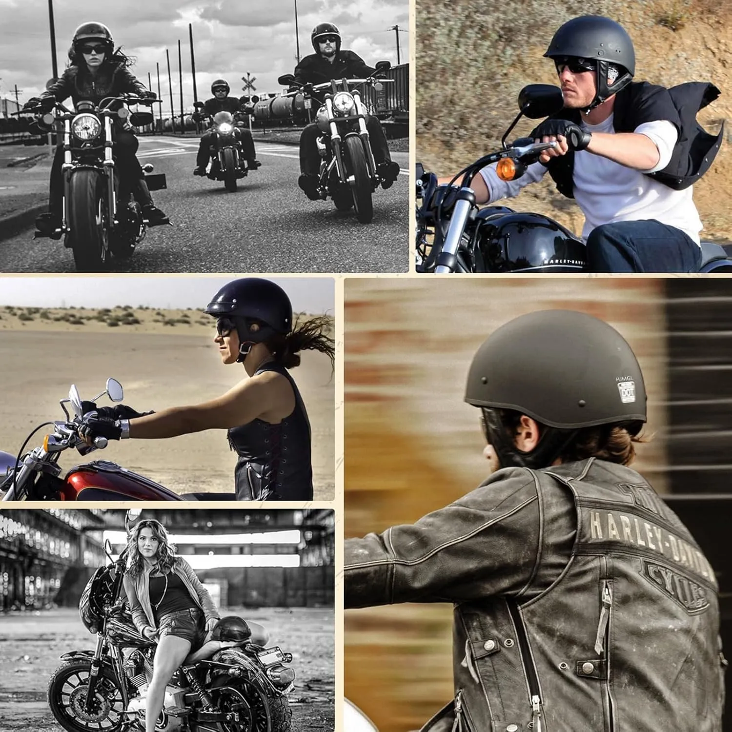 Motorcycle Half Helmet with Sun Visor, Quick Release Buckle, DOT Approved