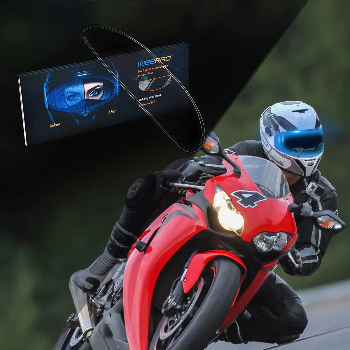 Motorcycle Helmet Visor Anti Fog Film - Helmet Face Shield Anti-fog Insert Fog-resistant Clear Visor for Riding in Humid Cold Weather,Easy to Install,No Glue Residue Left,Long-Term Effects,Ride Safe