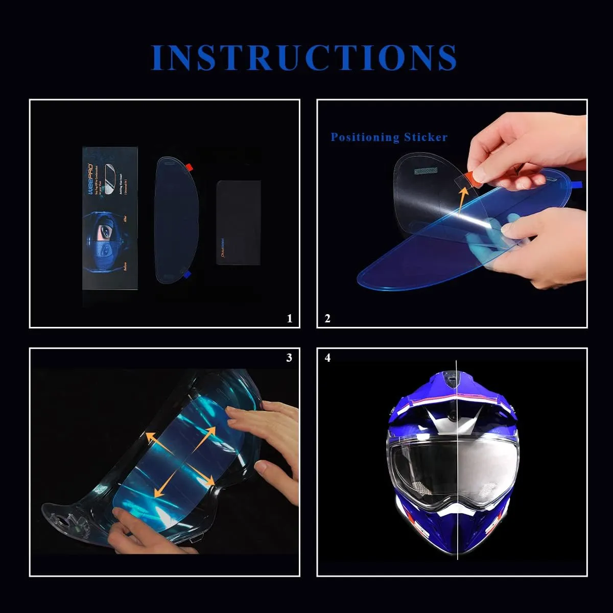 Motorcycle Helmet Visor Anti Fog Film - Helmet Face Shield Anti-fog Insert Fog-resistant Clear Visor for Riding in Humid Cold Weather,Easy to Install,No Glue Residue Left,Long-Term Effects,Ride Safe