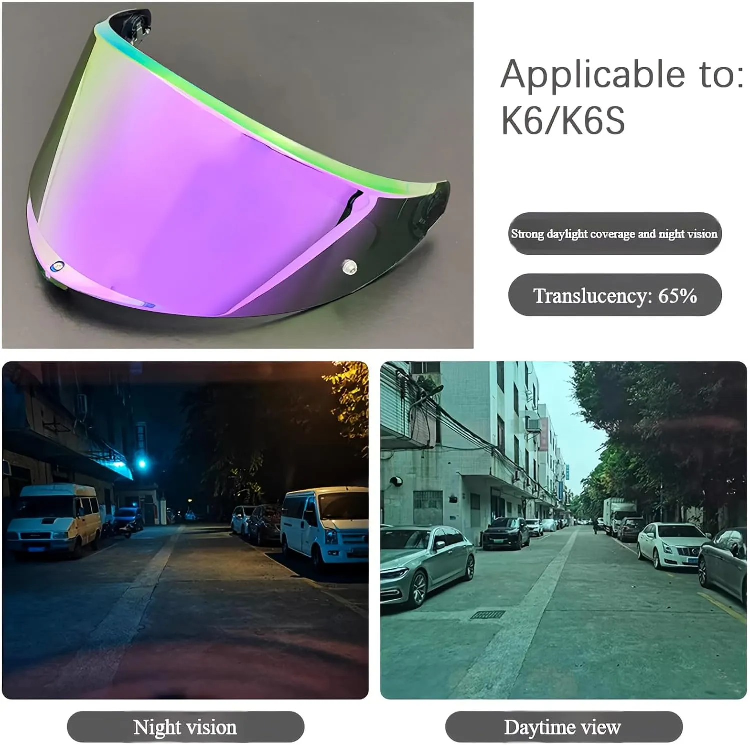 Motorcycle Helmet Visor Compatible with AGV K6/K6S (Bright purple)