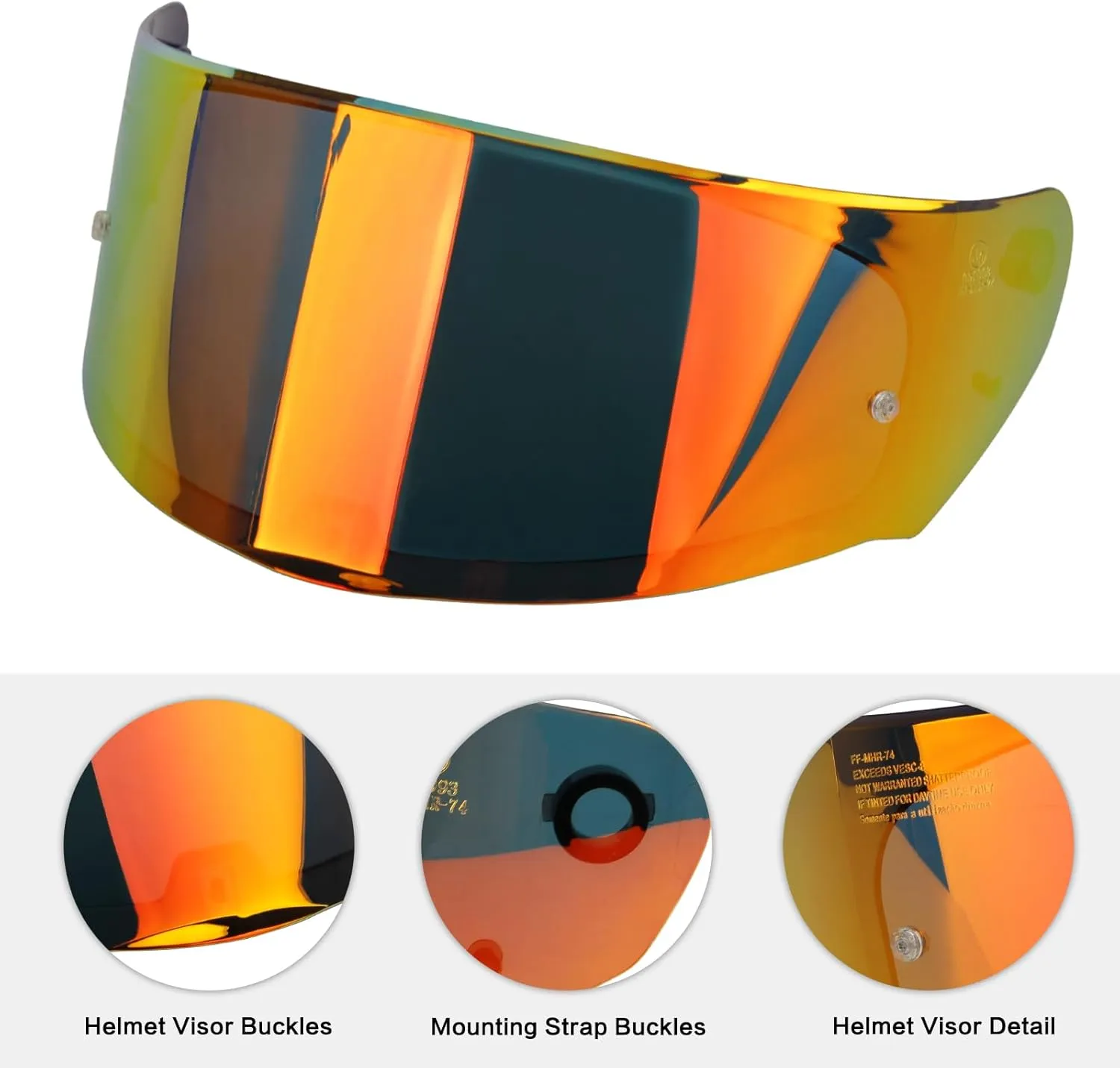 Motorcycle Helmet Visor for Assault/Rapid/Stream, Fit for LS2 FF-353 320 328 800 HJC Motorcycle Helmet Face Shield (Deep Red)