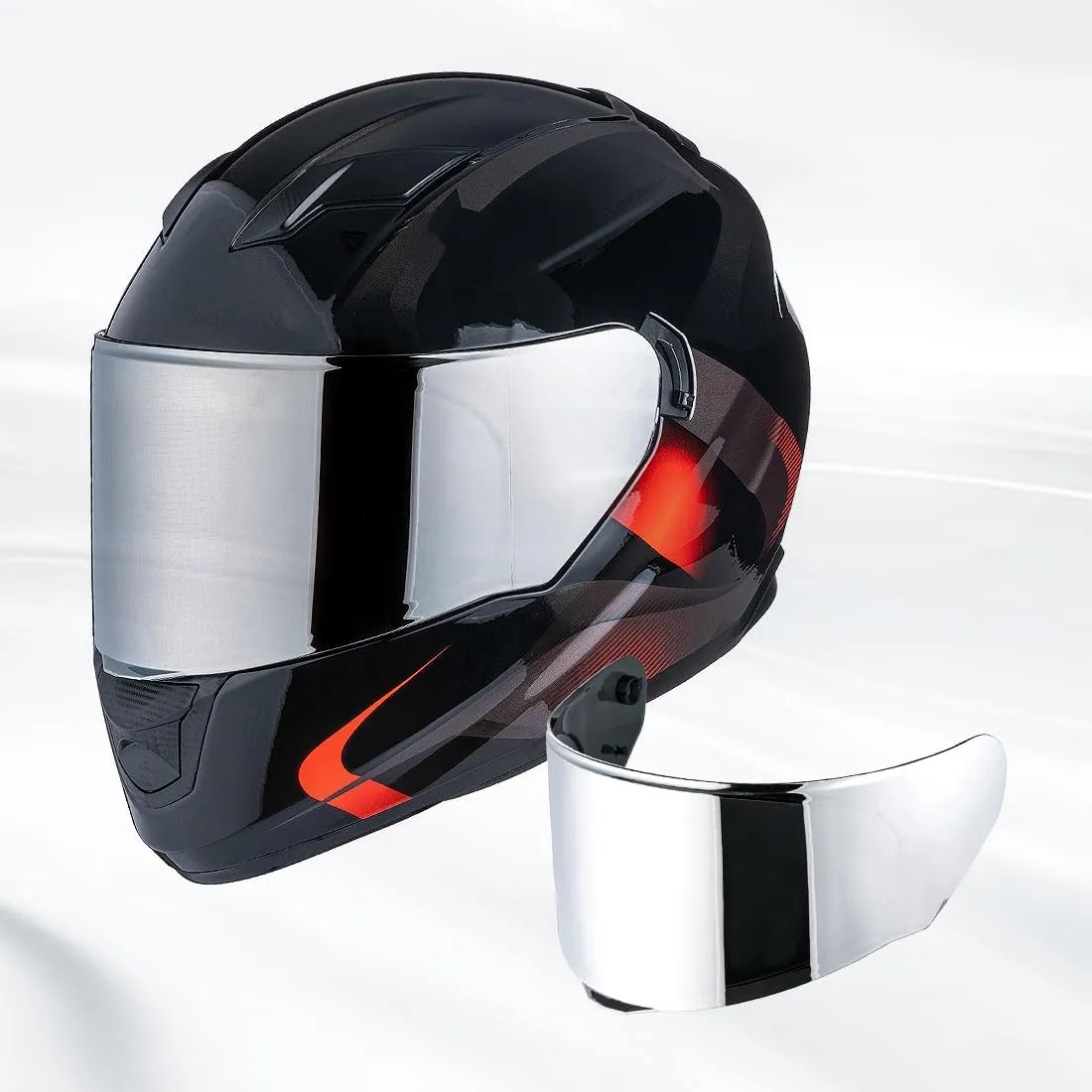 Motorcycle Helmet Visor for Assault/Rapid/Stream Outer Face Shield Motorcycle Helmet Accessories (Chrome Silver)