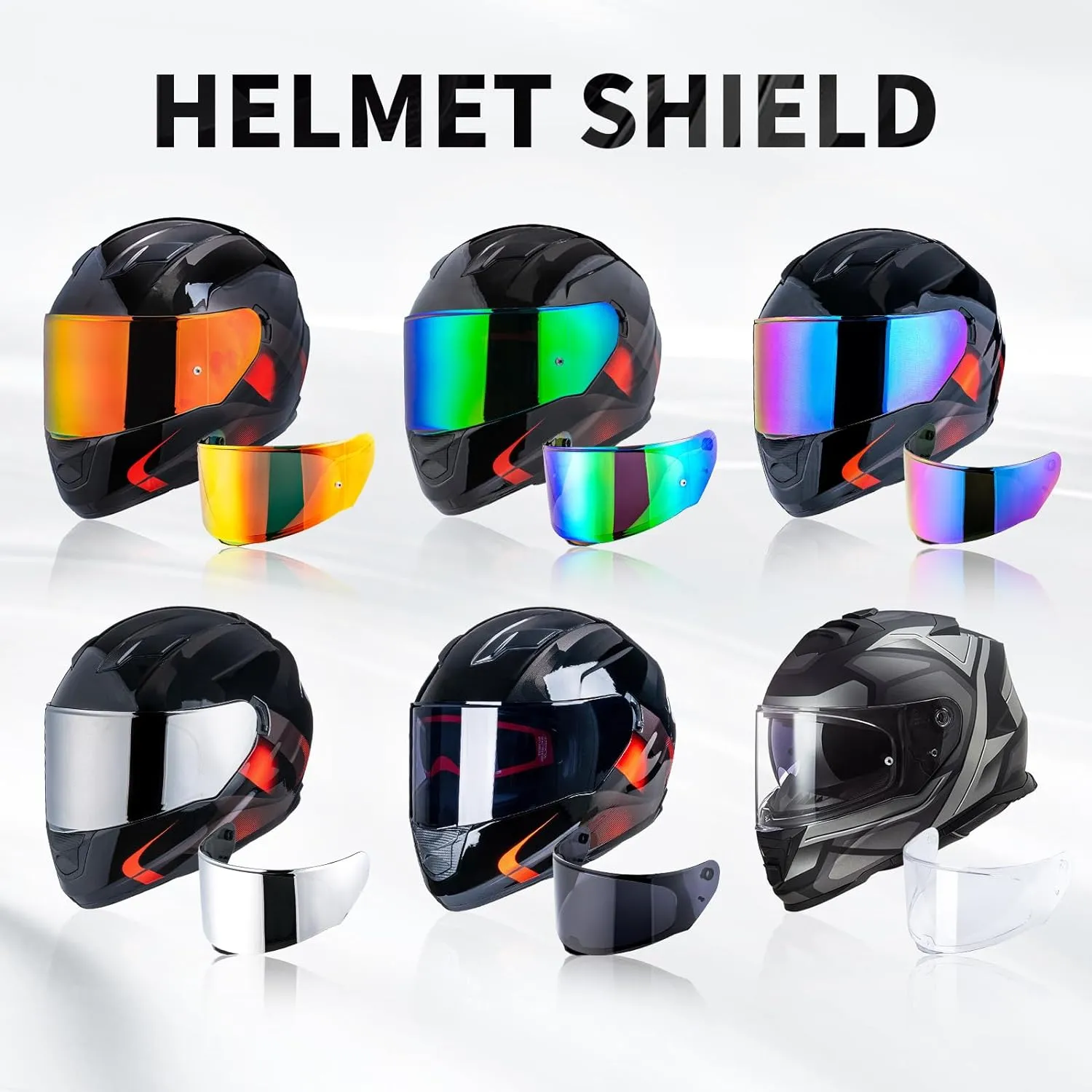 Motorcycle Helmet Visor for Assault/Rapid/Stream Outer Face Shield Motorcycle Helmet Accessories (Chrome Silver)