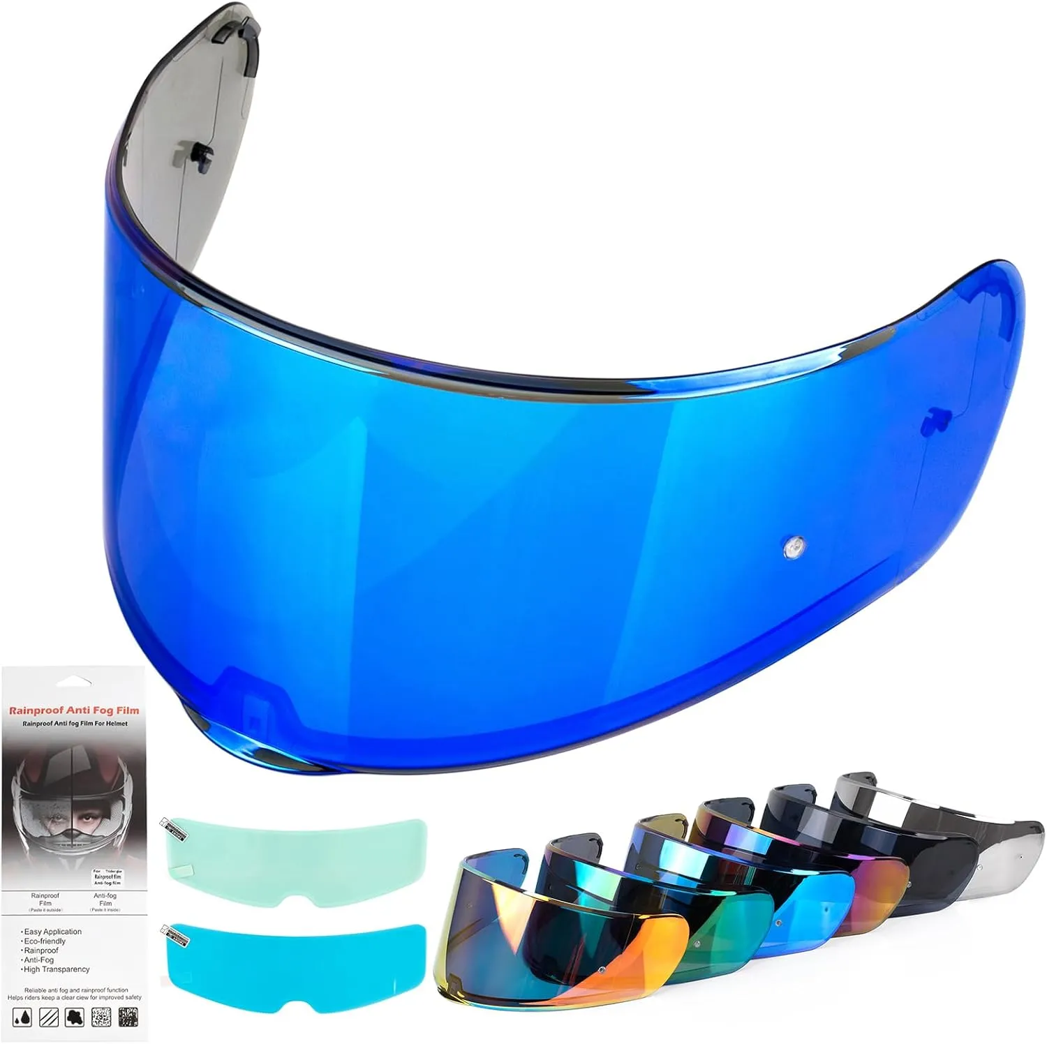 Motorcycle Helmet Visor for Sedici Strada 2 Strada 3 LS2 FT2 VECTOR FF801 FF397 with Anti-fog Rainproof Helmet Film Face Shield Motorcycle Helmet Accessories Visor Replacement (Blue)