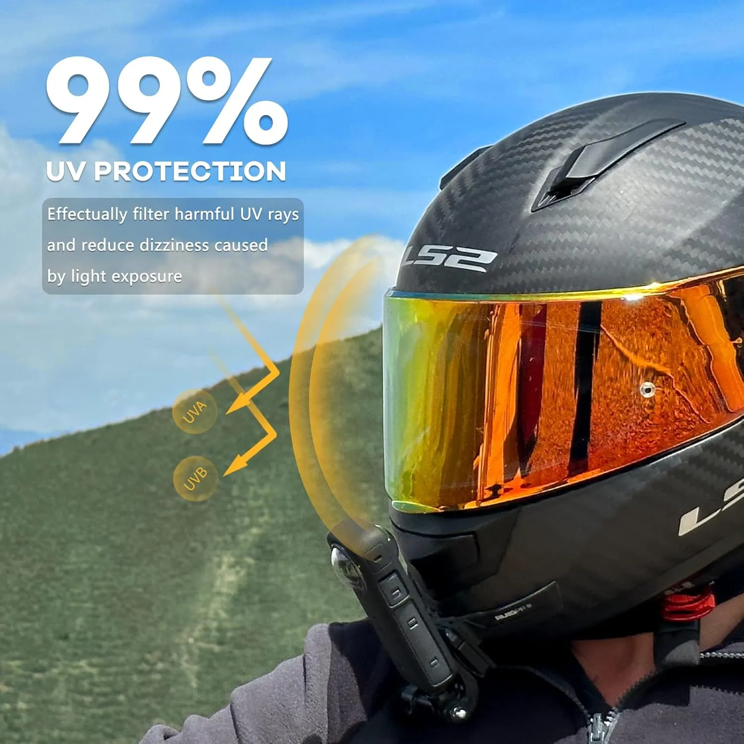 Motorcycle Helmet Visor for Sedici Strada 2 Strada 3 LS2 FT2 VECTOR FF801 FF397 with Anti-fog Rainproof Helmet Film Face Shield Motorcycle Helmet Accessories Visor Replacement (Blue)