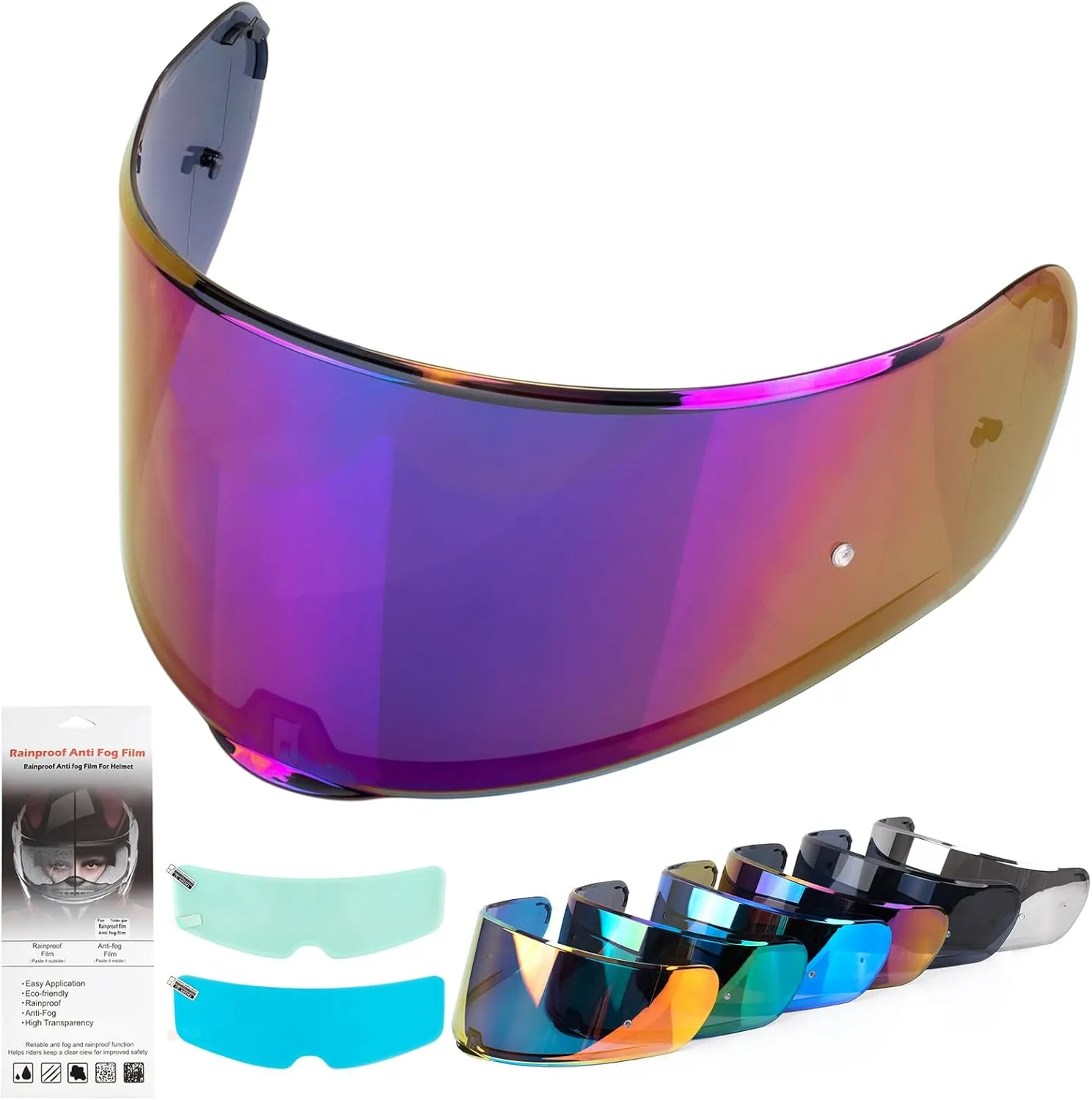 Motorcycle Helmet Visor for Sedici Strada 2 Strada 3 LS2 FT2 VECTOR FF801 FF397 with Anti-fog Rainproof Helmet Film Face Shield Motorcycle Helmet Accessories Visor Replacement (Rainbow)
