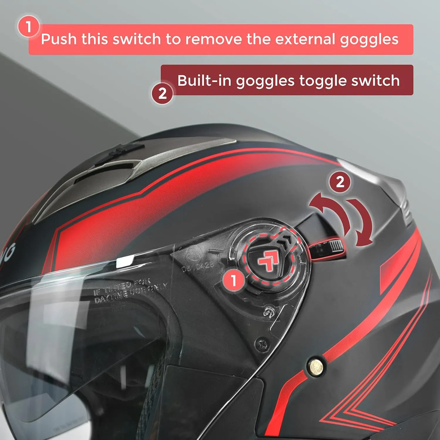 Motorcycle Helmet,Adult Motorbike Helmet Double Visor 3/4 Open Face Sun Shield Keep Warm Against Wind in Winter DOT Approved for Men and Women