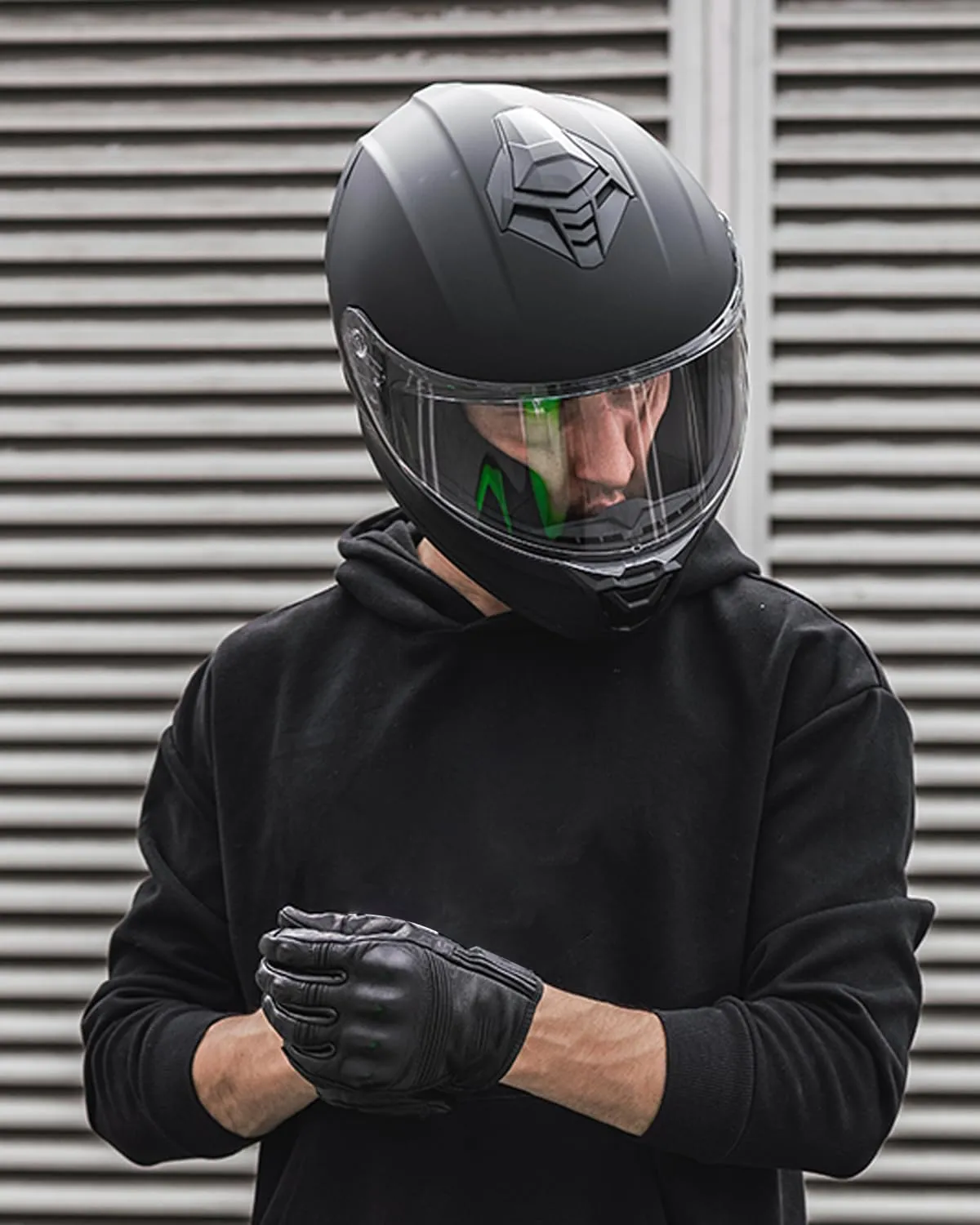Motorcycle Helmets for Adult Men Women, Full Face Lightweight Street Bike Racing DOT Helmet with Extra Clear Visor Model AU-T801 Matte Black, Large