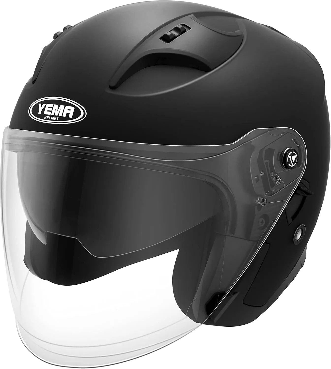 Motorcycle Open Face Helmet YEMA YM-637 DOT Approved 3/4 Half Helmet with Sun Visor for Adult Men Women