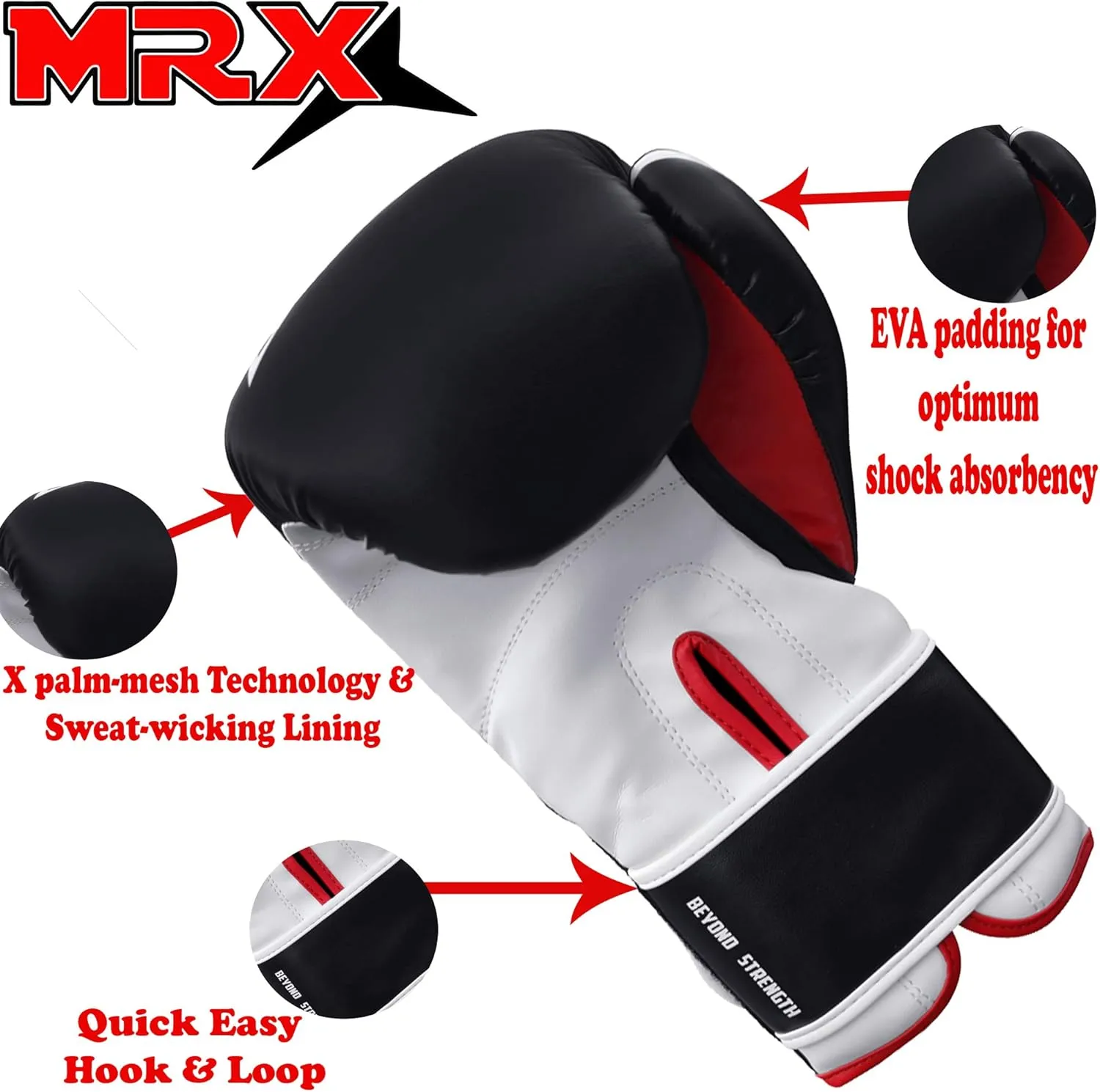 MRX Boxing Gloves Fighting Training Combat Train Workout Sparring Grappling Durable Light Weight Adult Punch Bag Glove Muay Thai Punching Mitts Kickboxing MMA Gloves Men and Women