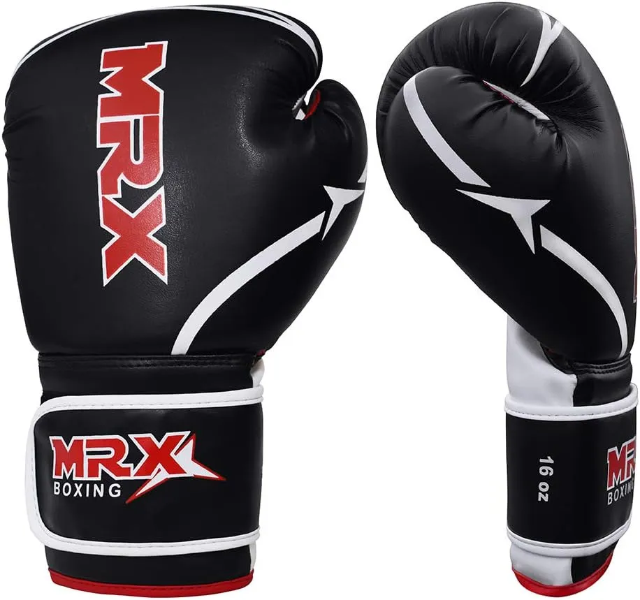 MRX Boxing Gloves Fighting Training Combat Train Workout Sparring Grappling Durable Light Weight Adult Punch Bag Glove Muay Thai Punching Mitts Kickboxing MMA Gloves Men and Women