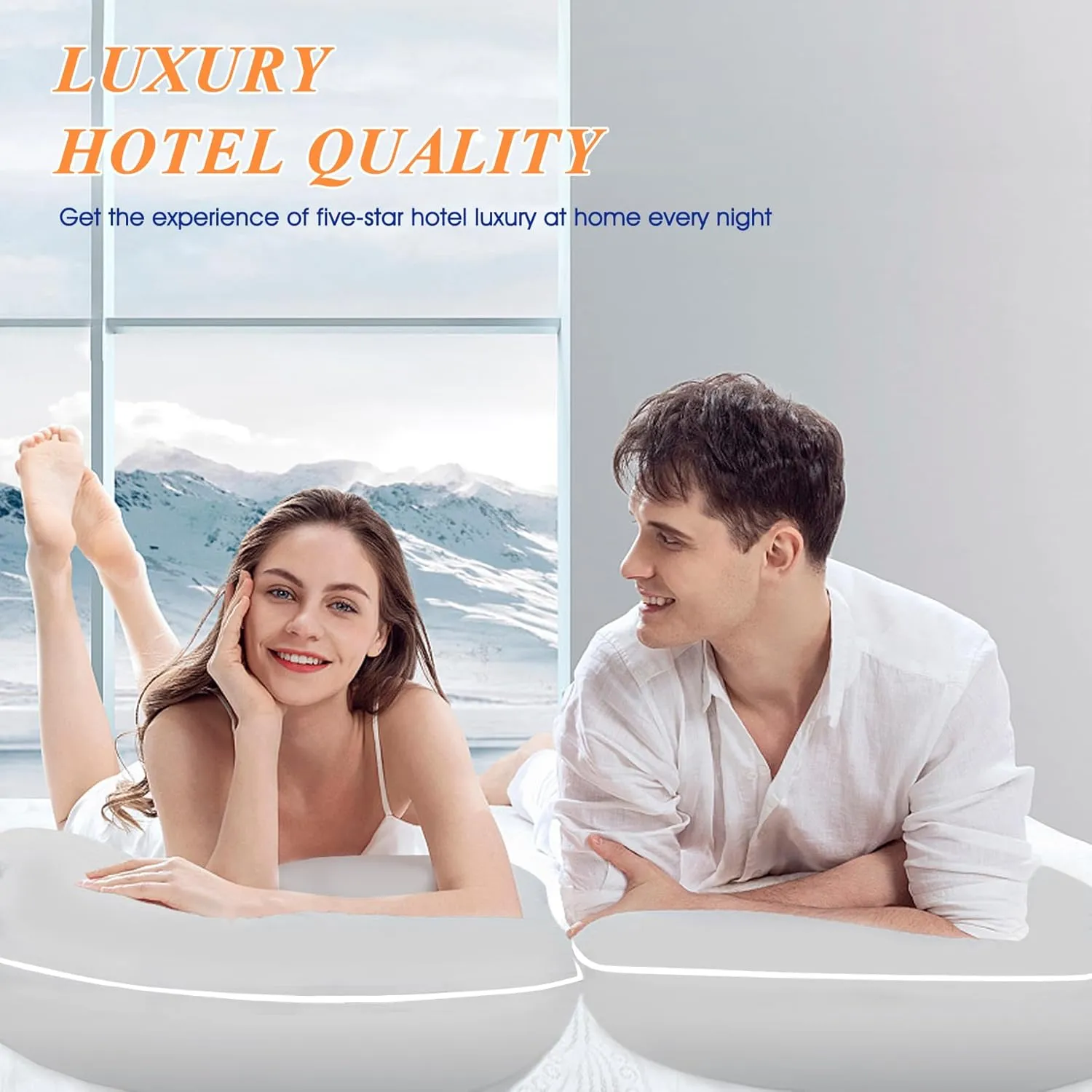 MZOIMZO Bed Pillows for Sleeping- Standard Size, Set of 2, Cooling Hotel Quality with Premium Soft Down Alternative Fill for Back, Stomach or Side Sleepers, 43x66CM, Light Grey