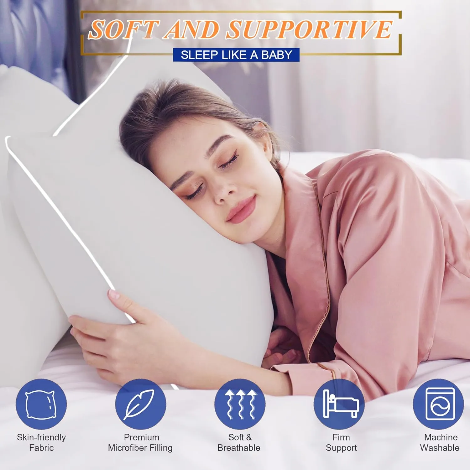 MZOIMZO Bed Pillows for Sleeping- Standard Size, Set of 2, Cooling Hotel Quality with Premium Soft Down Alternative Fill for Back, Stomach or Side Sleepers, 43x66CM, Light Grey