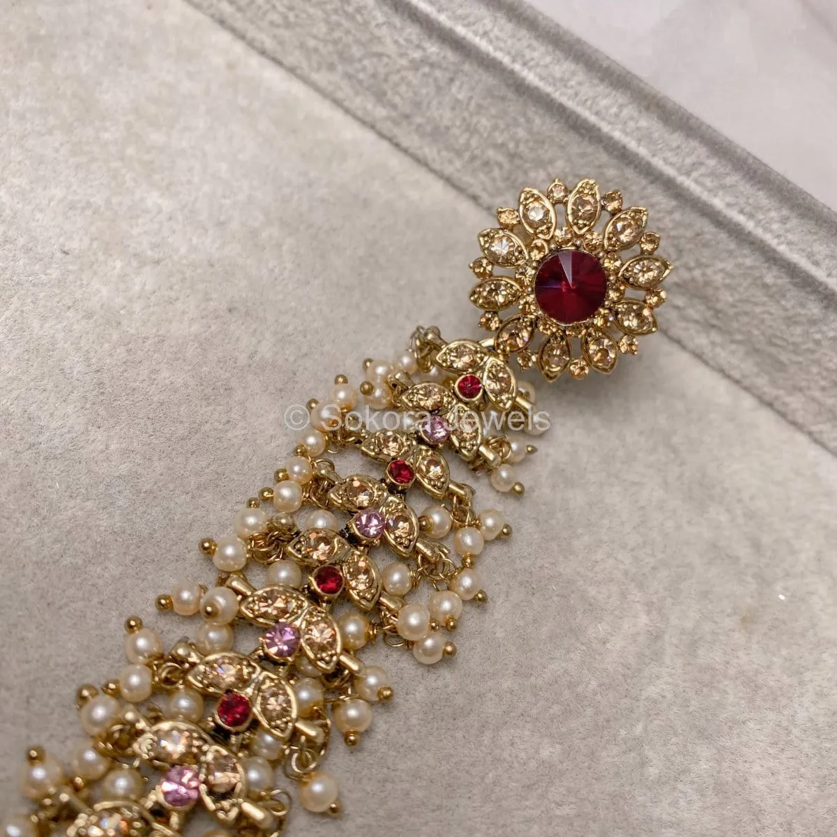 Nadia Hand Harness - Maroon/Pink