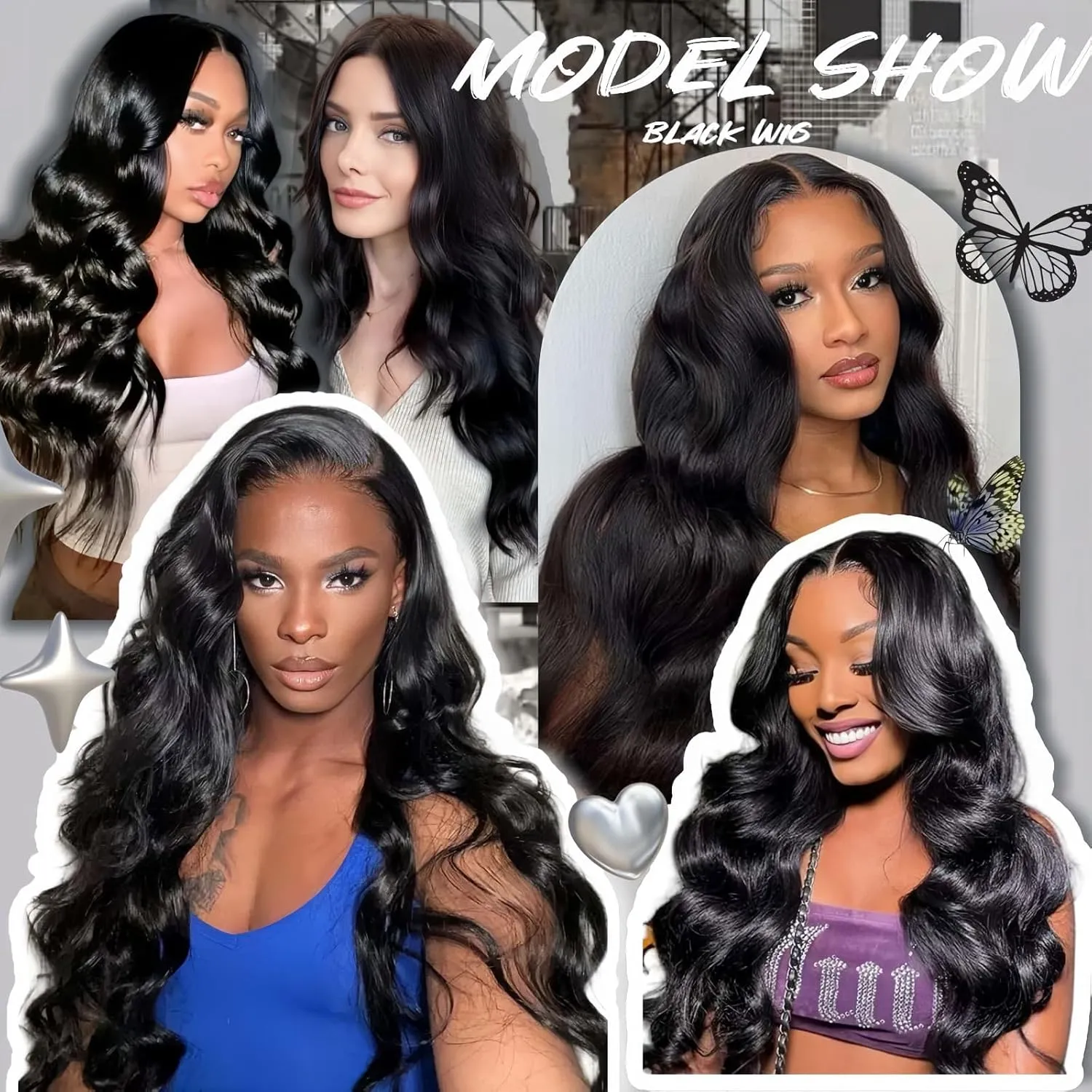 Natural Black 13×6 Lace Front Wig, 26 Inch HD Lace frontal Wavy Glueless Wigs,Synthetic Body Wavy Pre Plucked Wig with Baby Hair for Women Daily Party Use,Heat Resistant Fiber Wig