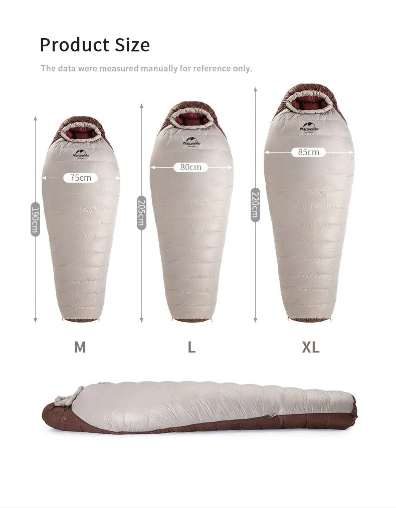 Naturehike Snowbird Mummy Duckdown Extreme Weather Sleeping Bag 880g Size M