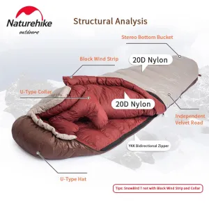 Naturehike Snowbird Mummy Duckdown Extreme Weather Sleeping Bag 880g Size M