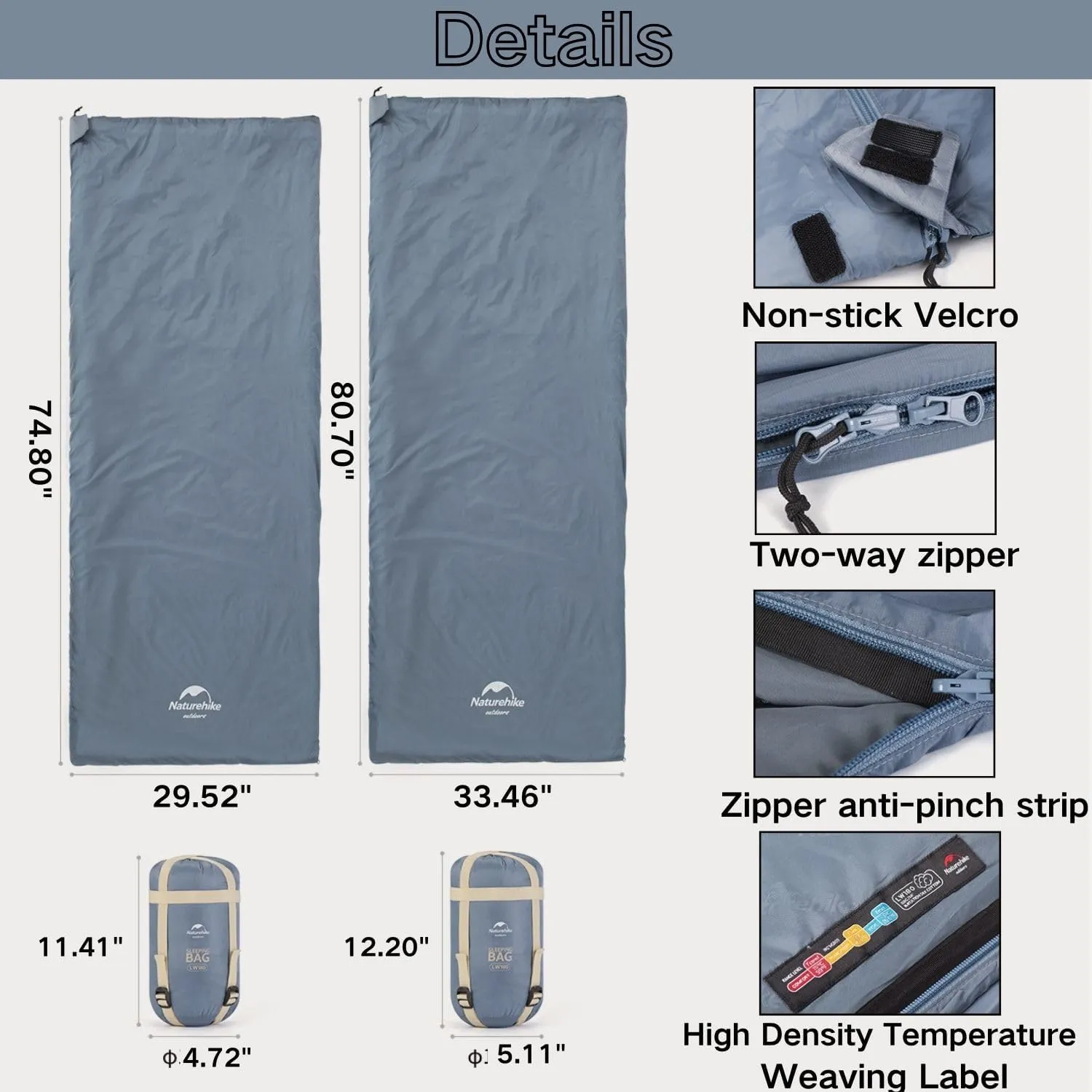 Naturehike Ultralight Sleeping Bag - Expandable Sleeping Bag 46°F-59°F for Adults Backpacking, Waterproof, Comfort with Compression Sack - Great for 3 Season Traveling Camping Hiking