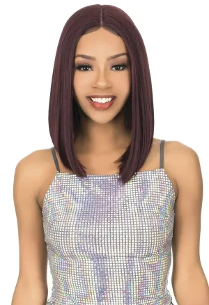 New Born Free Magic Lace Front Wig Beautiful Medium Length Straight Bob I & Free Part Style Baby Hair Blunt Angled Cut Synthetic High Heat Resistant Fibers - MLI324 (1)