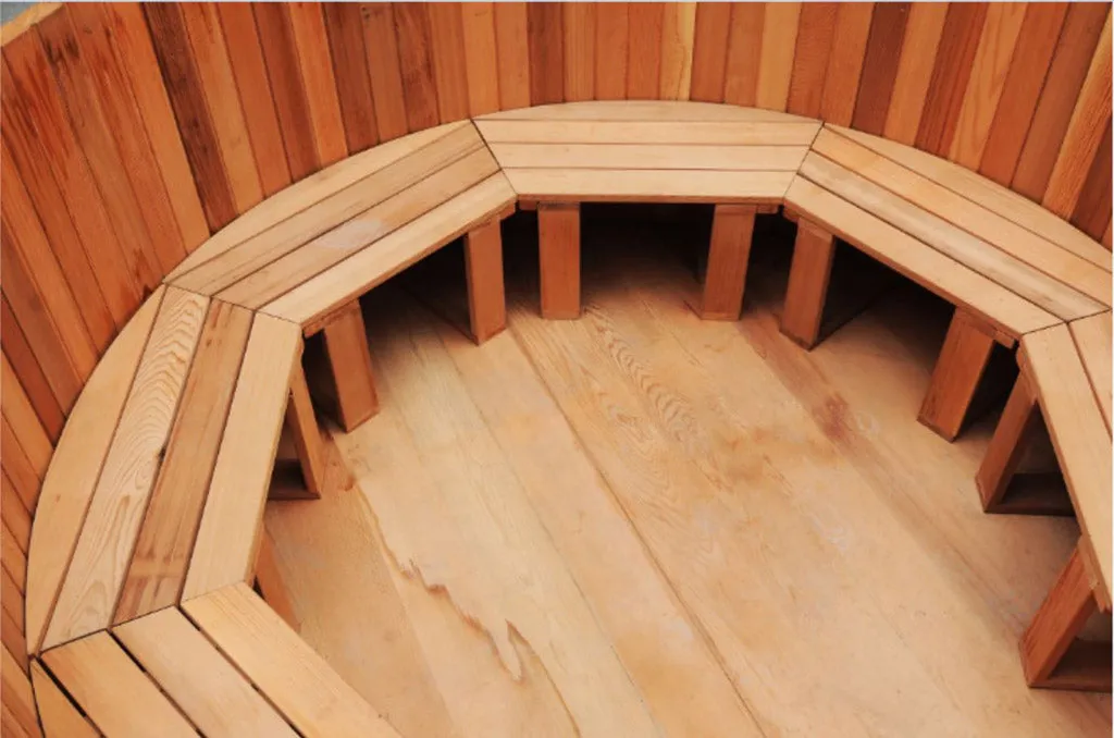 New Wood Fired Canadian Redwood Cedar Outdoor Hot Tub Spa 5 Person with Cover 5' Diameter 4' Tall