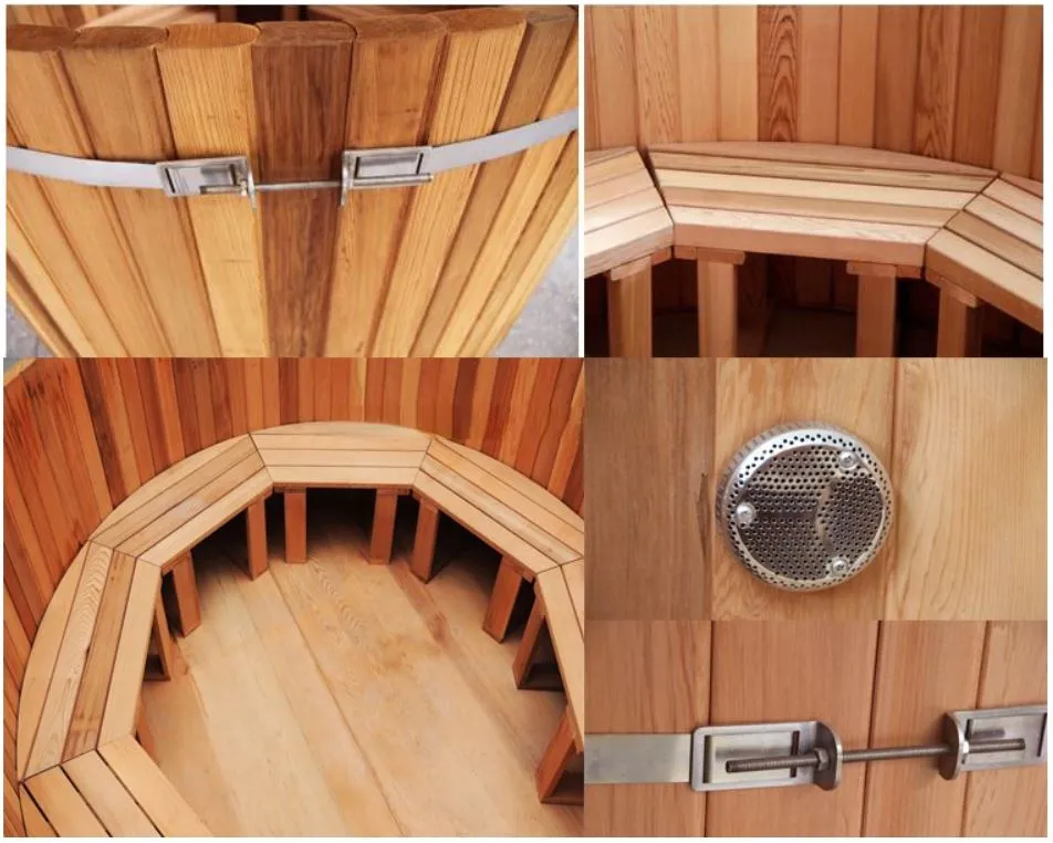 New Wood Fired Canadian Redwood Cedar Outdoor Hot Tub Spa 5 Person with Cover 5' Diameter 4' Tall