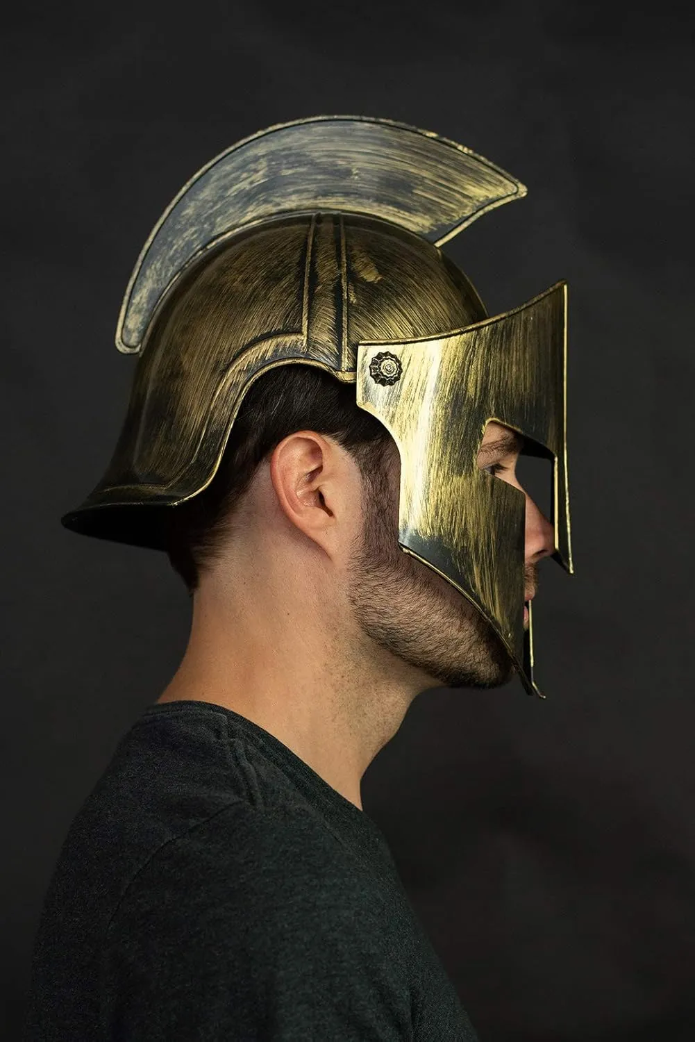 Nicky Bigs Novelties - Adult Gladiator Helmet Spartan Costume Medieval Greek Athena Helmet with Folding Face Mask