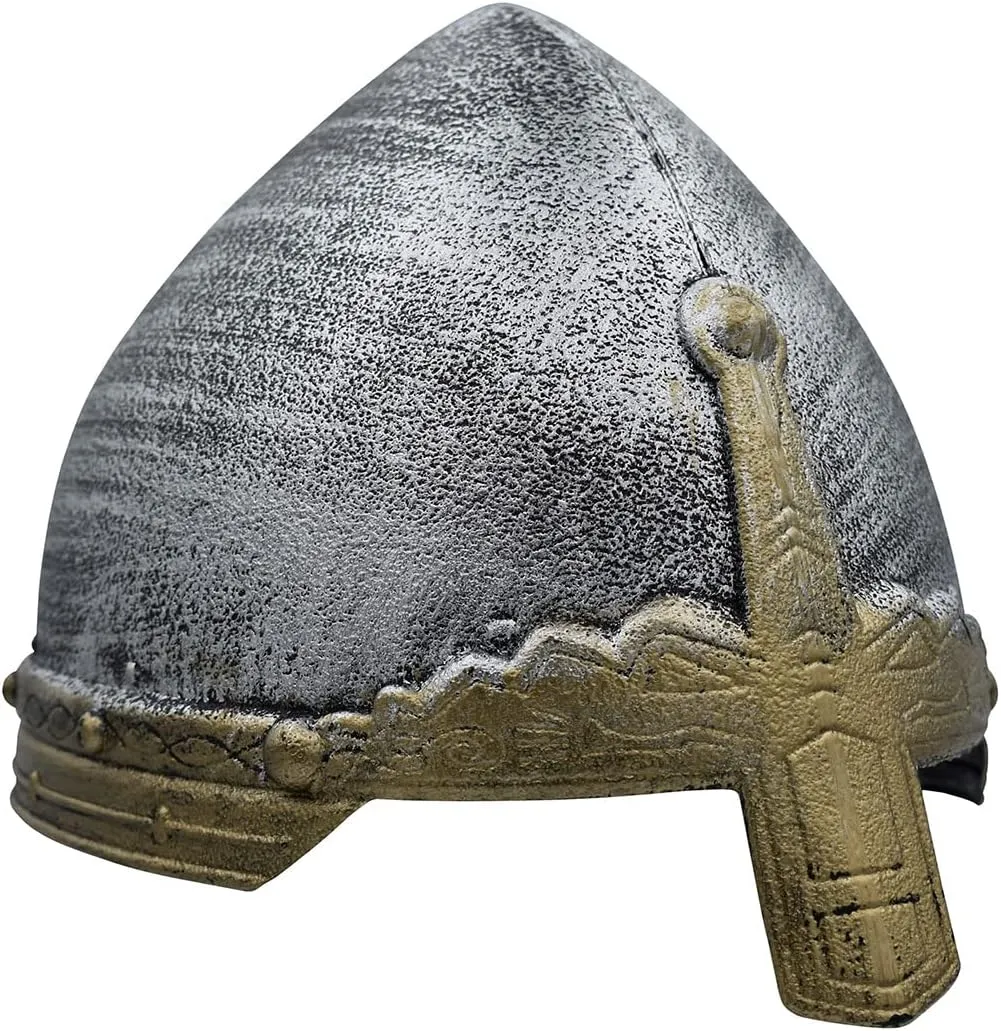 Nicky Bigs Novelties Child Medieval Knight Helmet - Templar Costume Crusader Helmet - Renaissance Soldier Plastic Cap Reenactment - Crusader Knights Gear Cosplay Costume Accessories, One Size