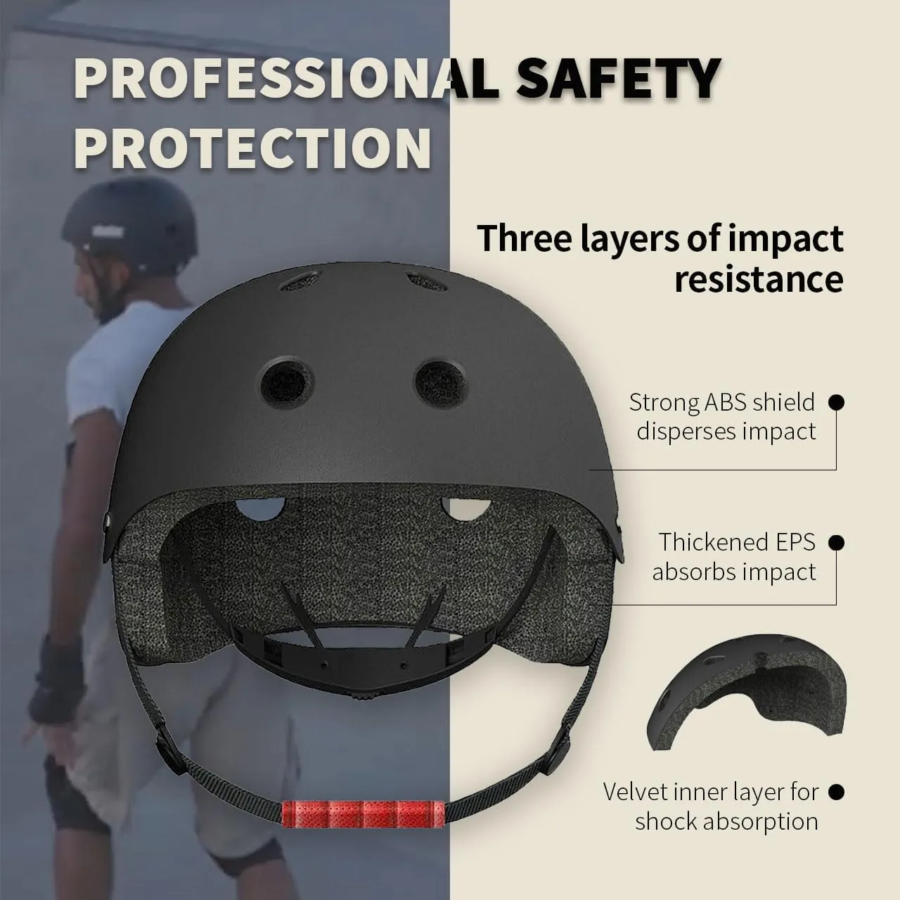 Ninebot Skateboarding Bike Helmet: Thick Pads Impact Resistance Ventilation, Multi-Sport Scooter Roller Skate Hockey Inline Skating Rollerblading Protective Gear for Youth Adults