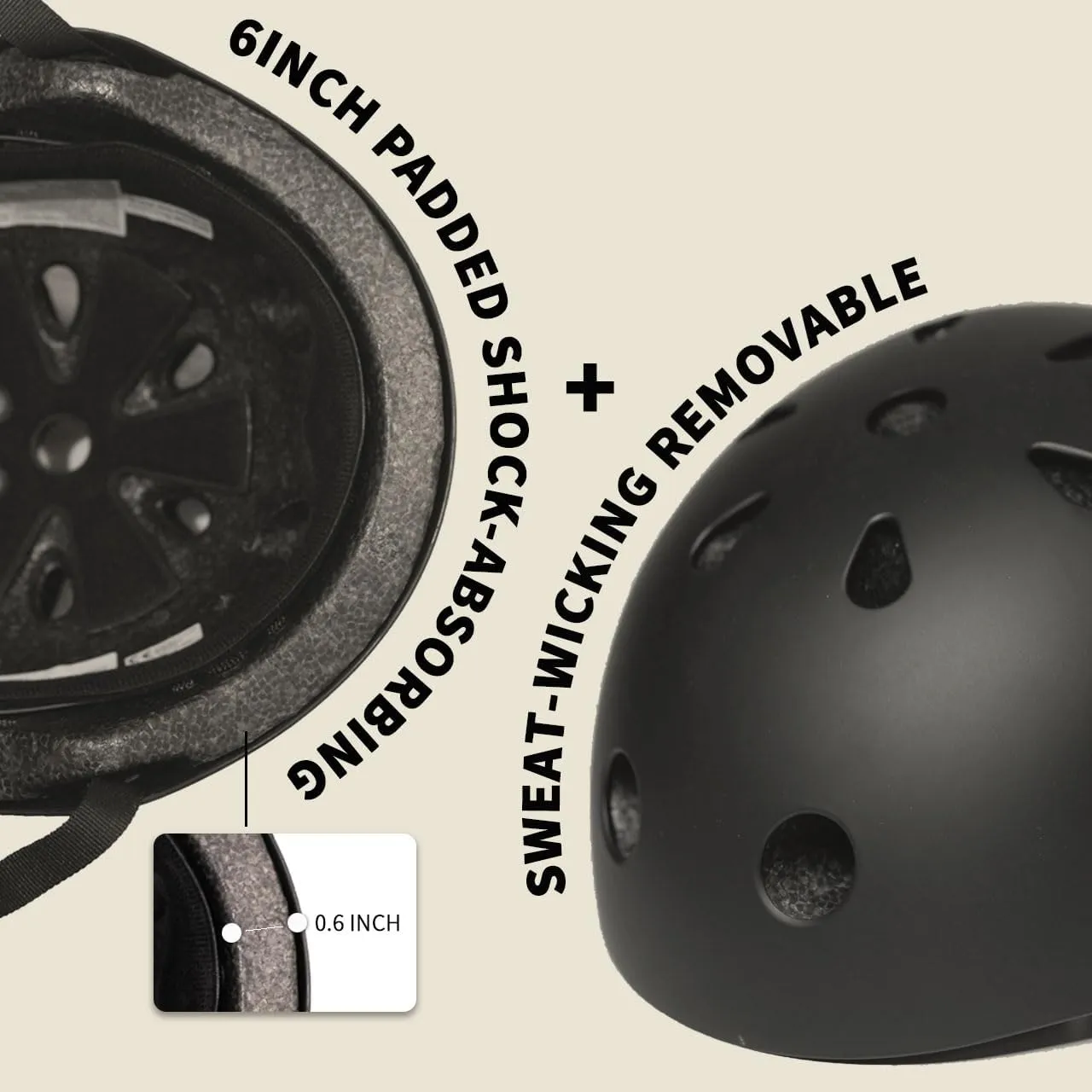Ninebot Skateboarding Bike Helmet: Thick Pads Impact Resistance Ventilation, Multi-Sport Scooter Roller Skate Hockey Inline Skating Rollerblading Protective Gear for Youth Adults