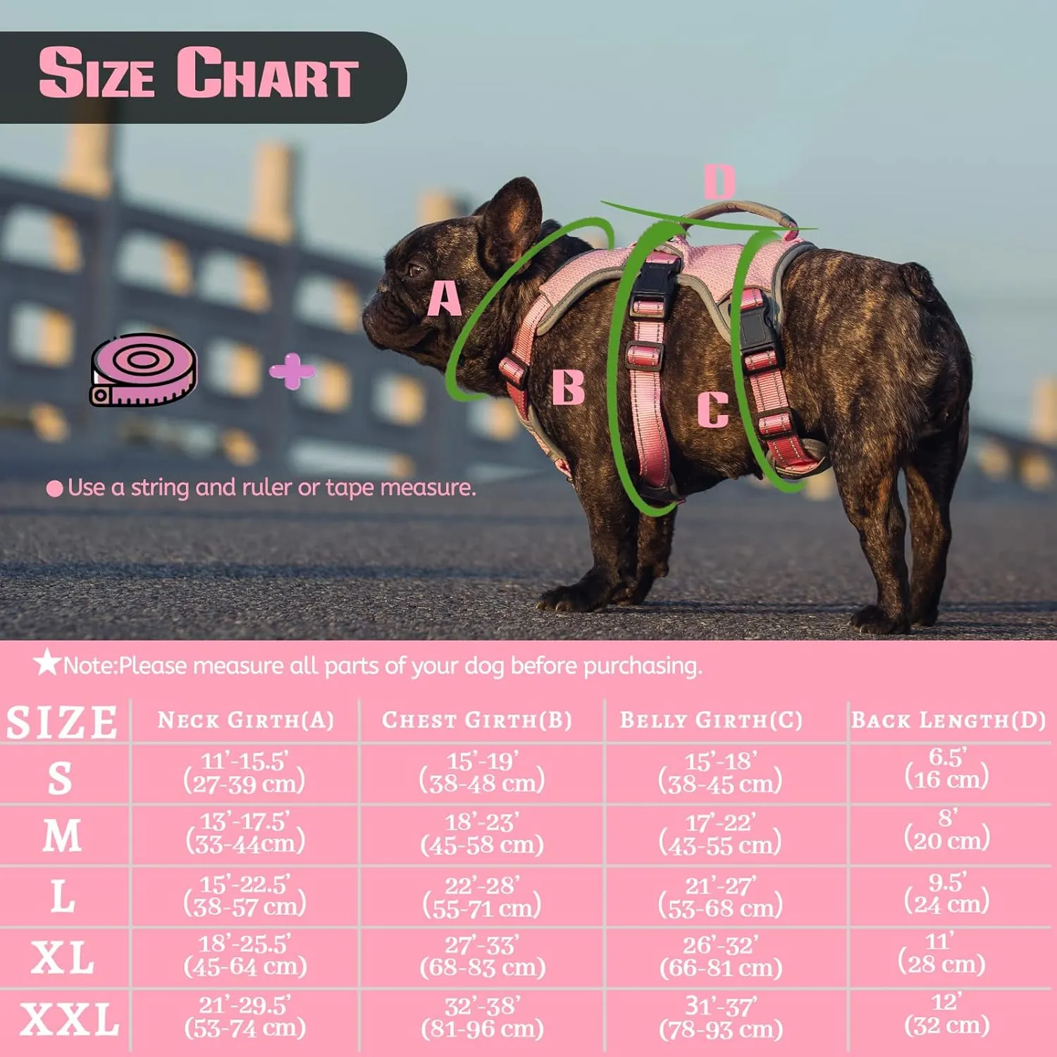 No Escape Dog Harness, Escape Proof Harness, Fully Reflective Harness with Padded Handle, Breathable,Durable, Adjustable Vest for Medium Dogs Walking, Training, and Running Gear (Pink, S)