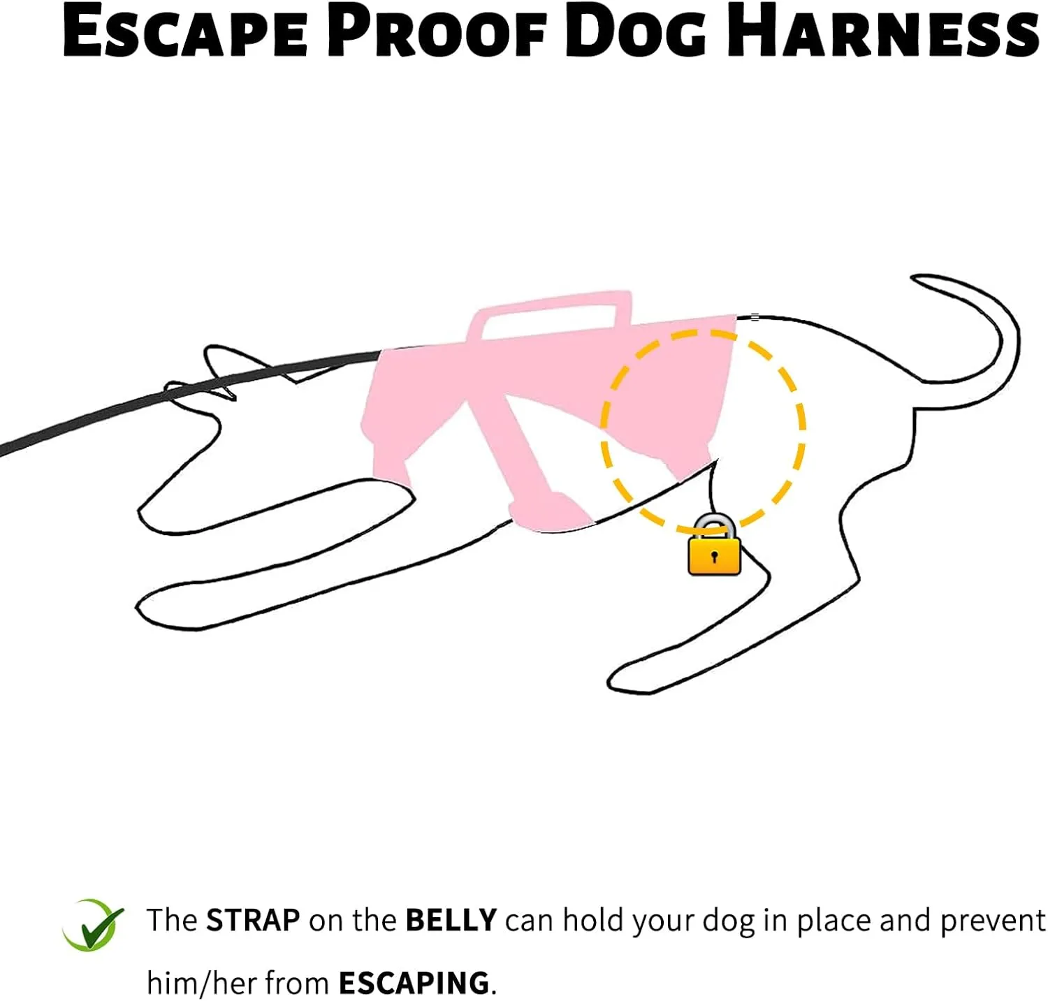 No Escape Dog Harness, Escape Proof Harness, Fully Reflective Harness with Padded Handle, Breathable,Durable, Adjustable Vest for Medium Dogs Walking, Training, and Running Gear (Pink, S)