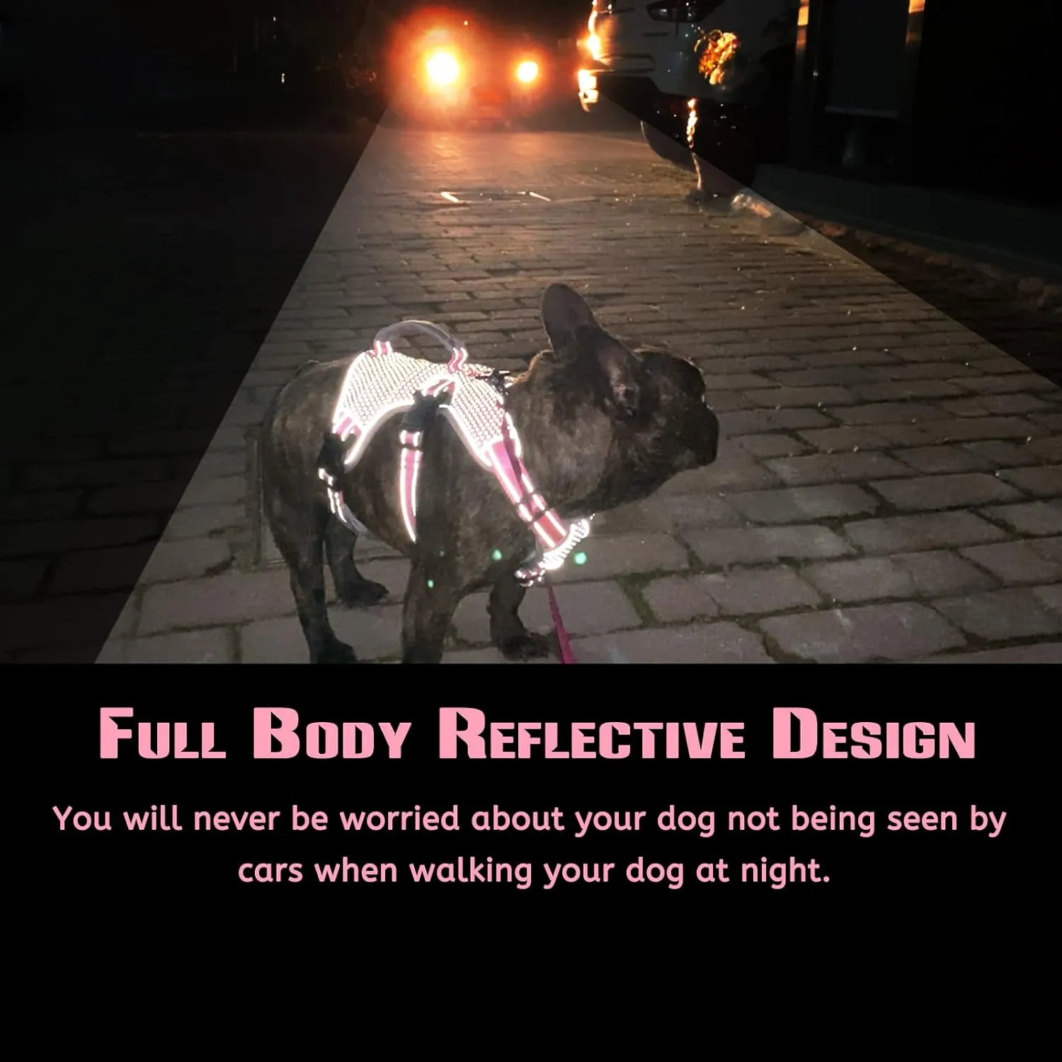 No Escape Dog Harness, Escape Proof Harness, Fully Reflective Harness with Padded Handle, Breathable,Durable, Adjustable Vest for Medium Dogs Walking, Training, and Running Gear (Pink, S)