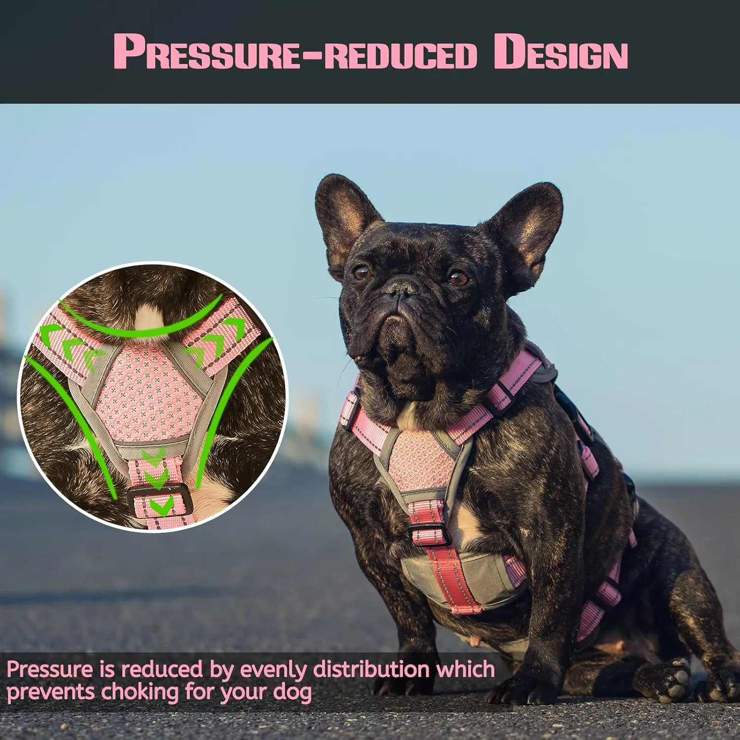 No Escape Dog Harness, Escape Proof Harness, Fully Reflective Harness with Padded Handle, Breathable,Durable, Adjustable Vest for Medium Dogs Walking, Training, and Running Gear (Pink, S)