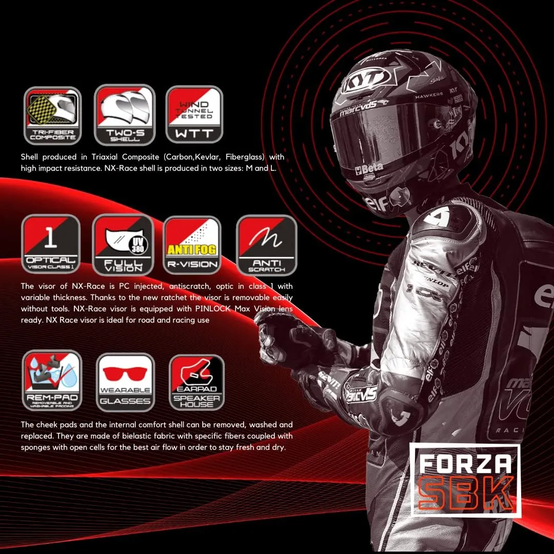 NZ-Race Carbon Racing Helmet Clear Visor Full Face ECE 22.05 & DOT FMVSS 218 Approved Carbon Fiber Motorcycle Helmet