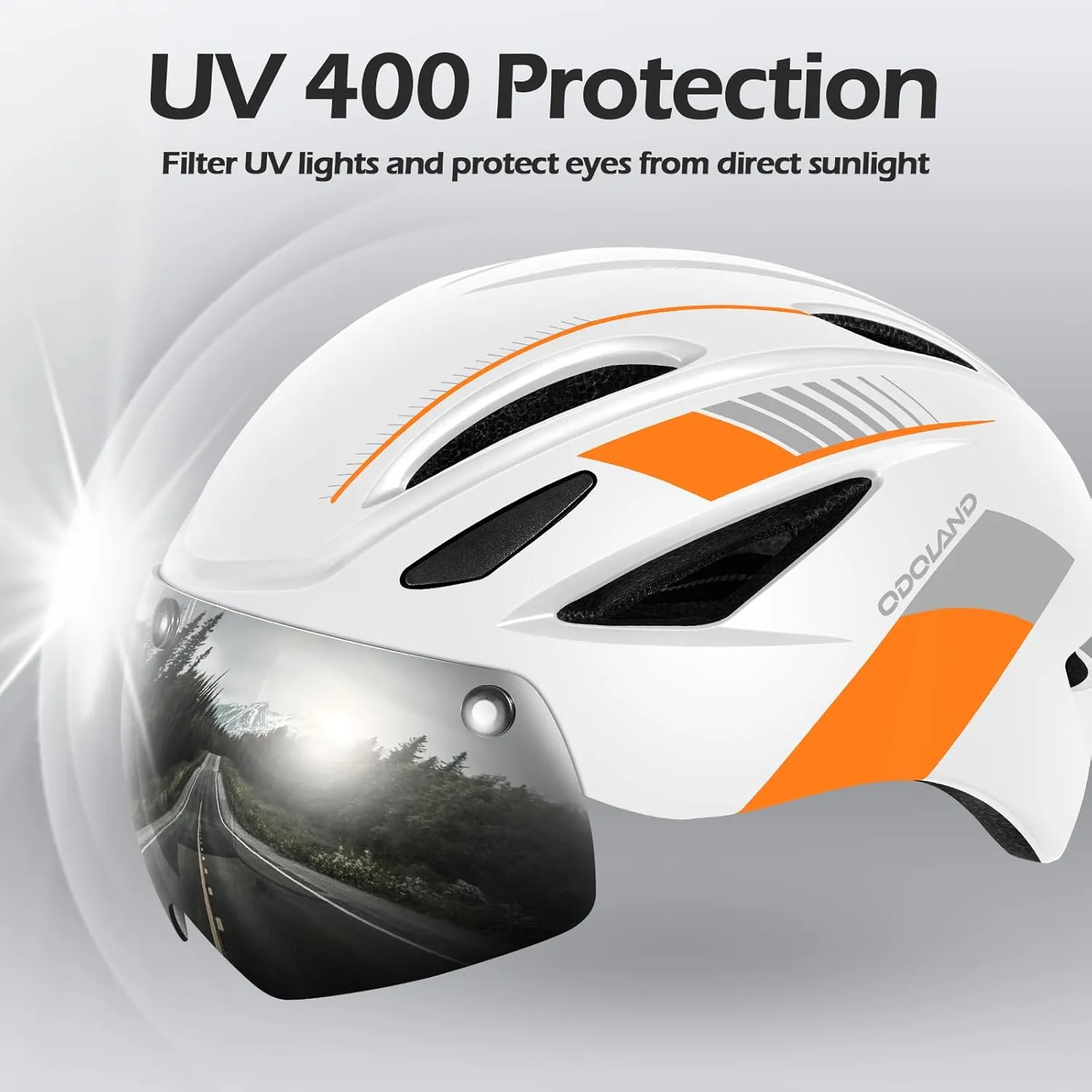 Odoland Adults Bike Helmet with Removable Magnetic Sun Visor, Adjustable Dial Fit Bicycle Cycling Helmet for Mountain Road Bike, Certified Lightweight MTB Ebike Helmet for Men Women