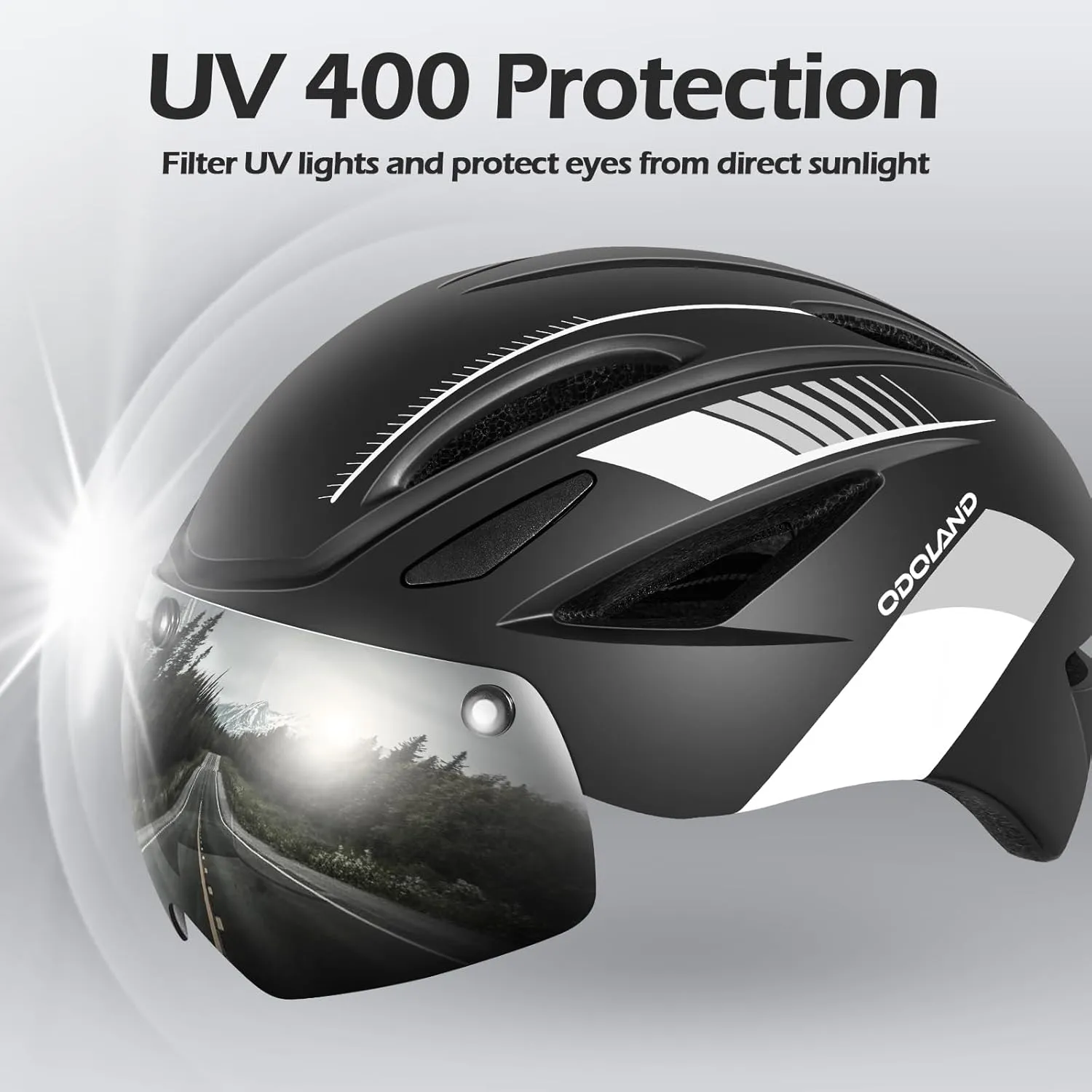 Odoland Adults Bike Helmet with Removable Magnetic Sun Visor, Adjustable Dial Fit Bicycle Cycling Helmet for Mountain Road Bike, Certified Lightweight MTB Ebike Helmet for Men Women