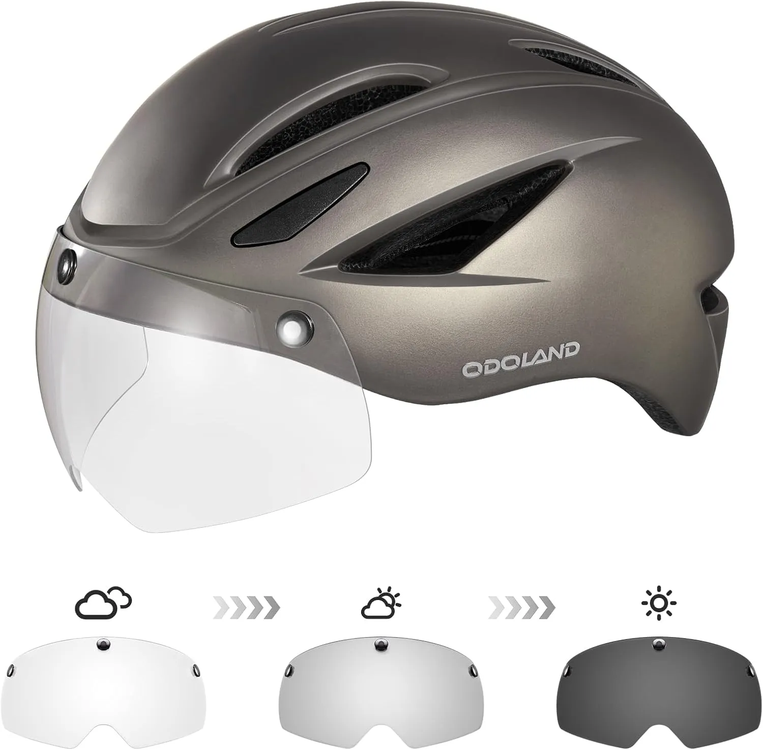 Odoland Adults Bike Helmet with Removable Magnetic Sun Visor, Adjustable Dial Fit Bicycle Cycling Helmet for Mountain Road Bike, Certified Lightweight MTB Ebike Helmet for Men Women