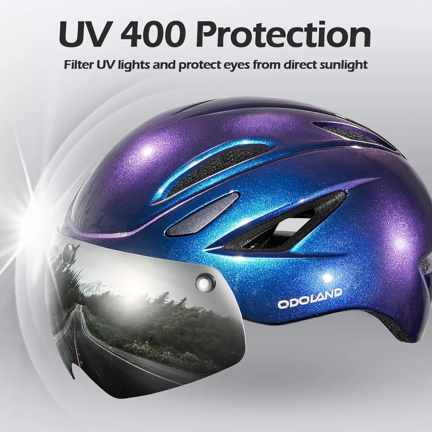 Odoland Adults Bike Helmet with Removable Magnetic Sun Visor, Adjustable Dial Fit Bicycle Cycling Helmet for Mountain Road Bike, Certified Lightweight MTB Ebike Helmet for Men Women