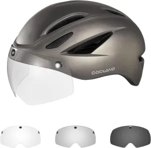 Odoland Adults Bike Helmet with Removable Magnetic Sun Visor, Adjustable Dial Fit Bicycle Cycling Helmet for Mountain Road Bike, Certified Lightweight MTB Ebike Helmet for Men Women