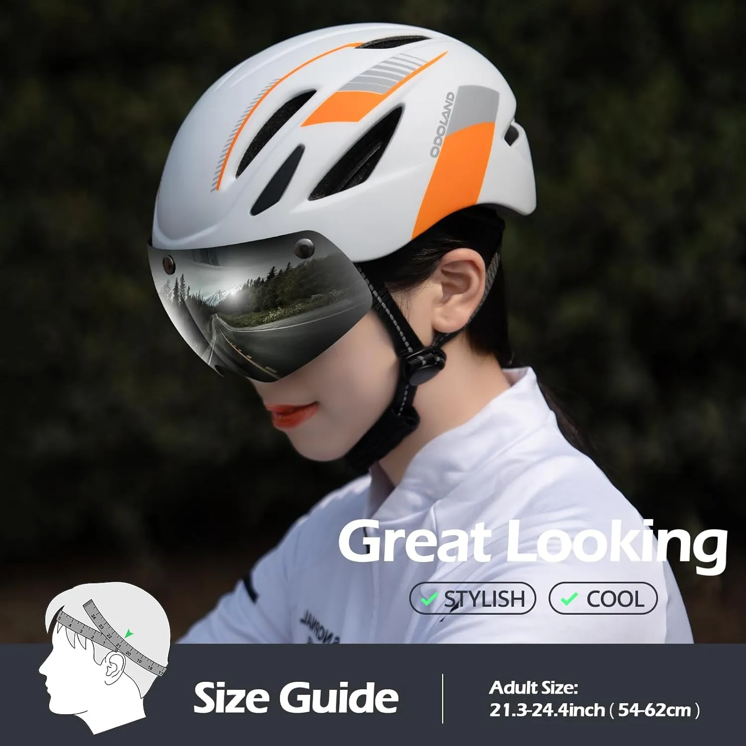 Odoland Adults Bike Helmet with Removable Magnetic Sun Visor, Adjustable Dial Fit Bicycle Cycling Helmet for Mountain Road Bike, Certified Lightweight MTB Ebike Helmet for Men Women