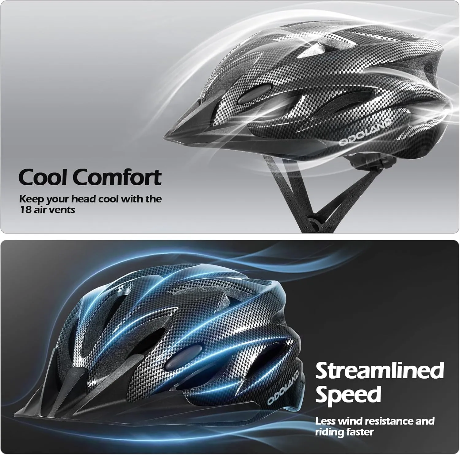 Odoland Bike Helmet Cycling Sunglasses Set for Adult, Adjustable Lightweight Cycling Bicycle Helmet for Mountain Road Bike Men Women